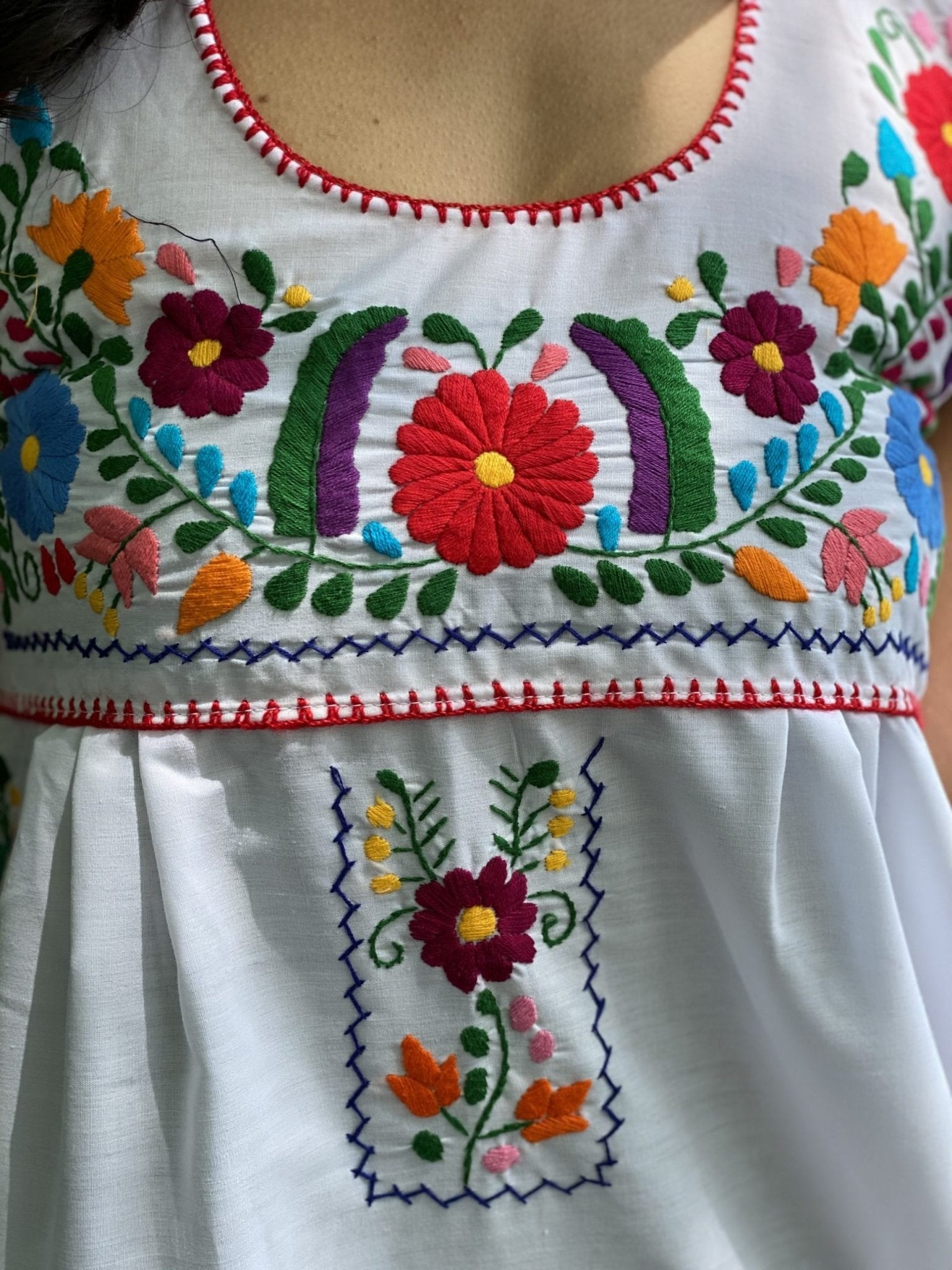 Halter strap neck dress, hand embroidered floral dress. - Solei Store