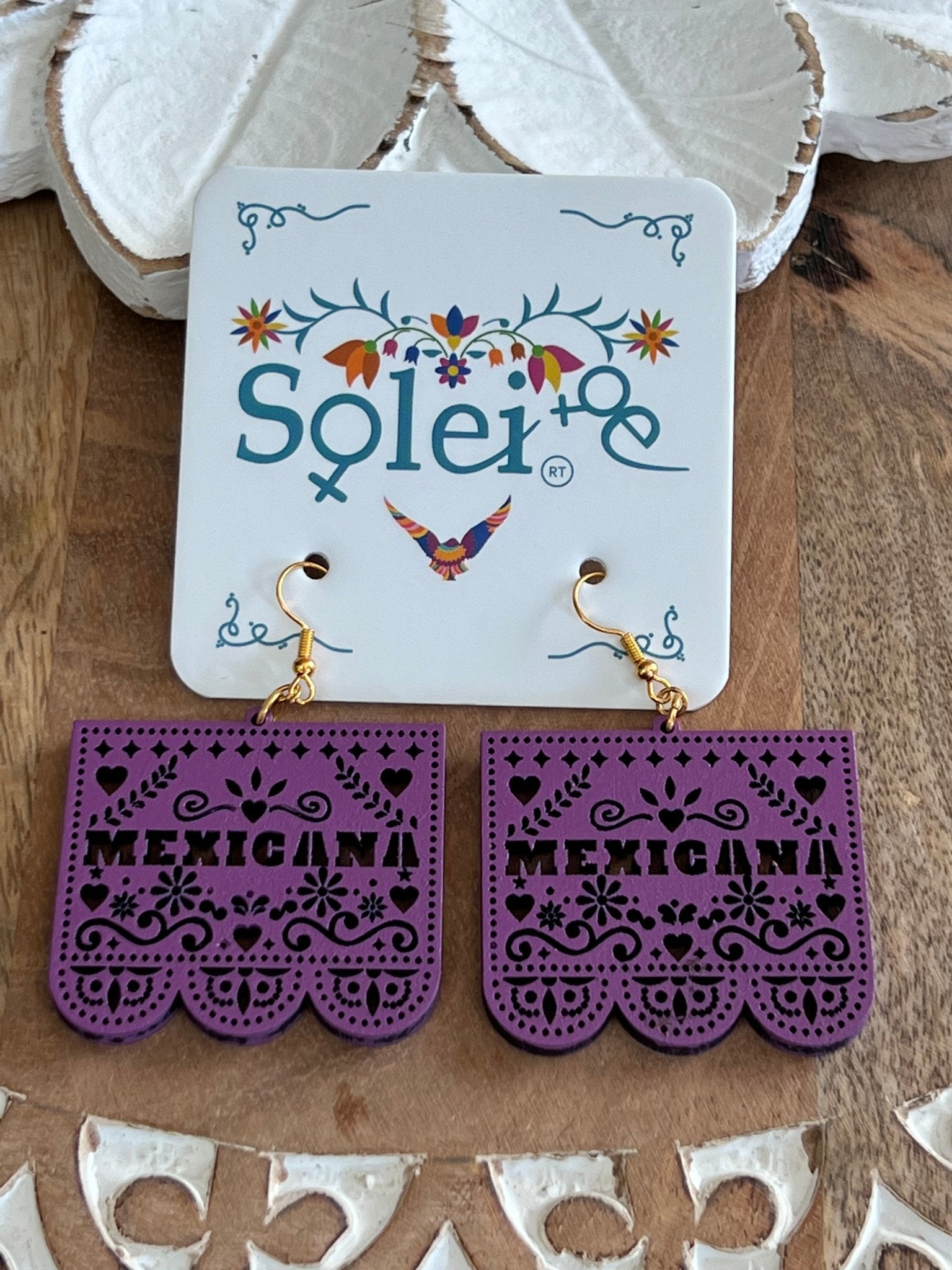 Hand Painted Artisanal Earrings. Papel Picado Mexicana Earrings. - Solei Store