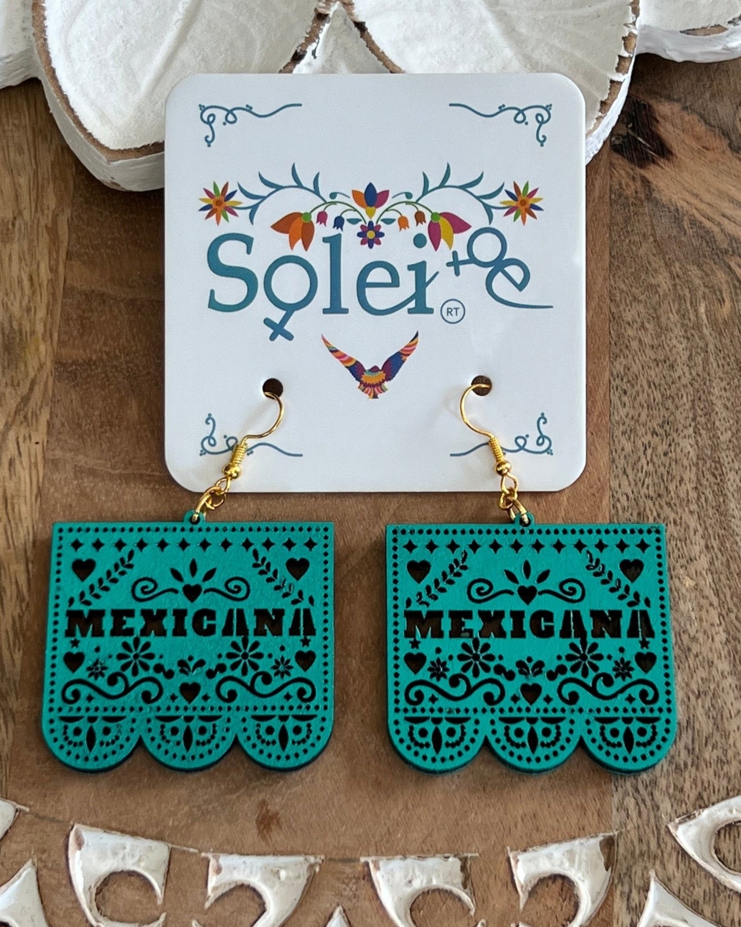 Hand Painted Artisanal Earrings. Papel Picado Mexicana Earrings. - Solei Store