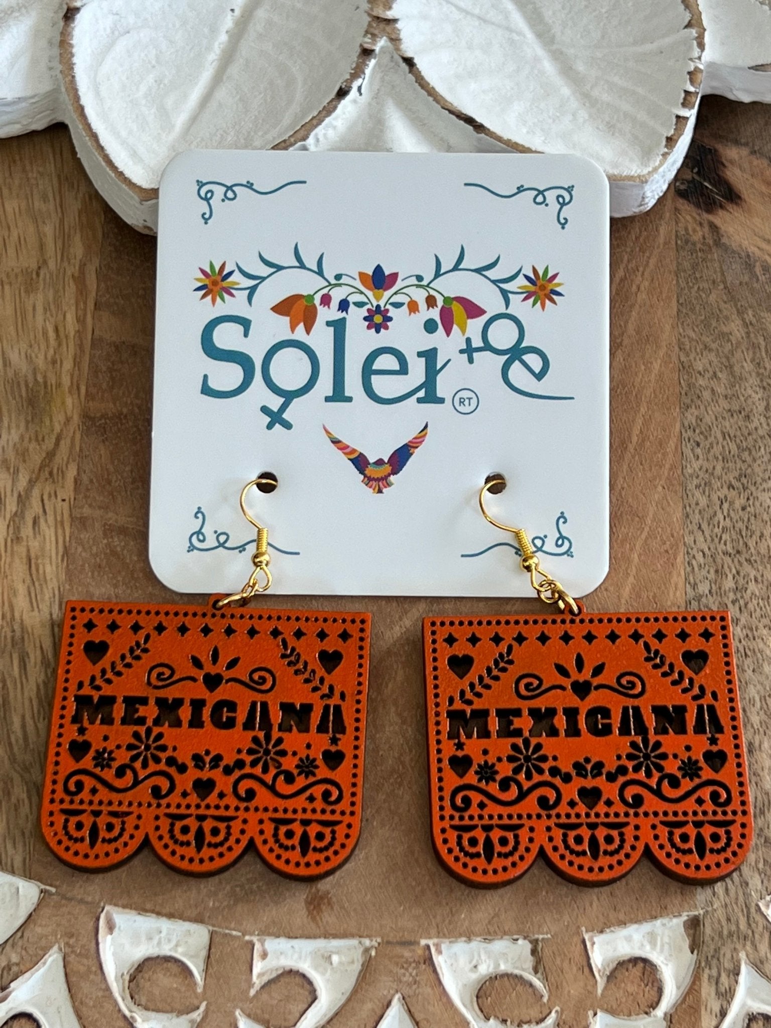 Hand Painted Artisanal Earrings. Papel Picado Mexicana Earrings. - Solei Store