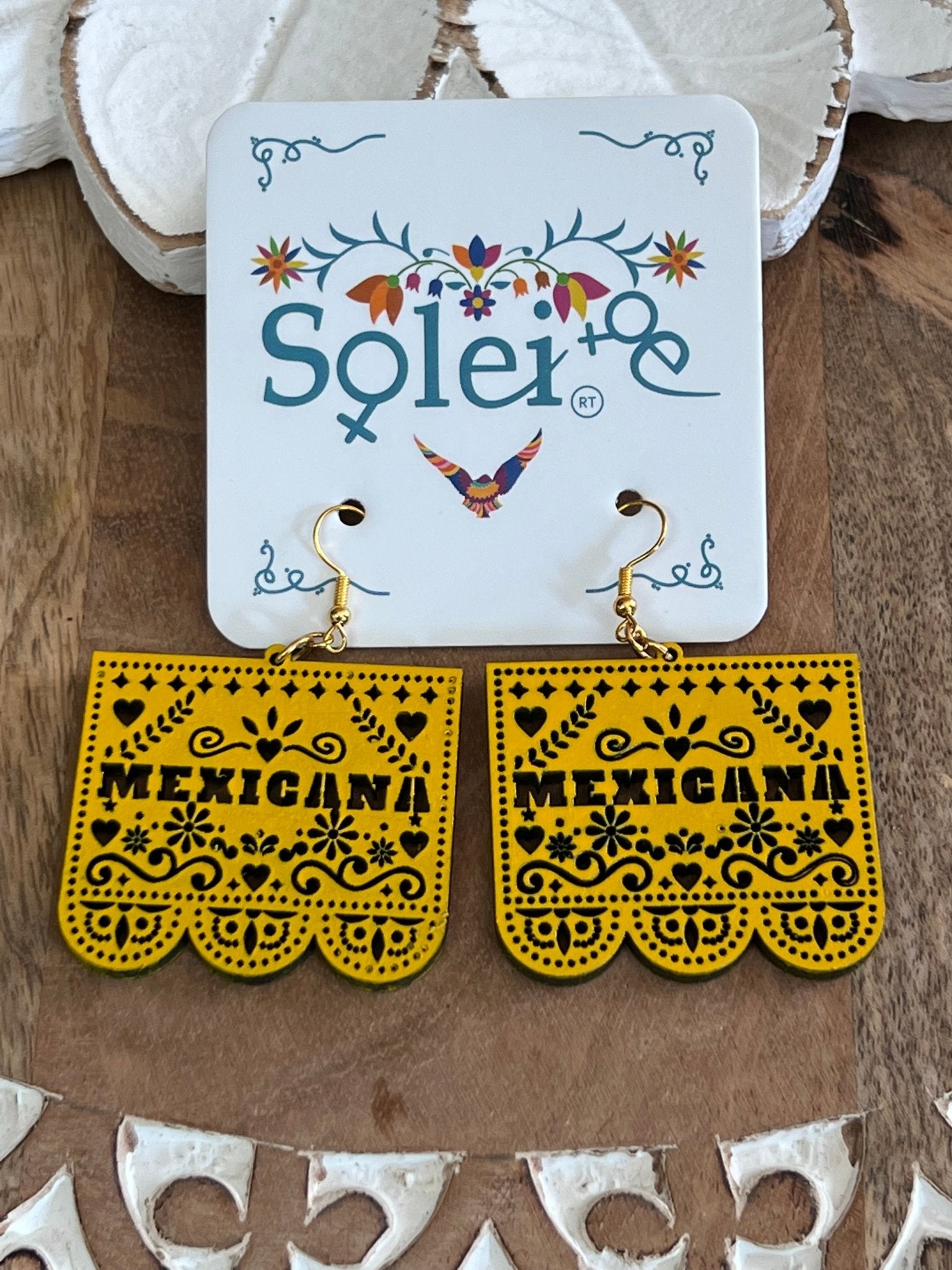 Hand Painted Artisanal Earrings. Papel Picado Mexicana Earrings. - Solei Store