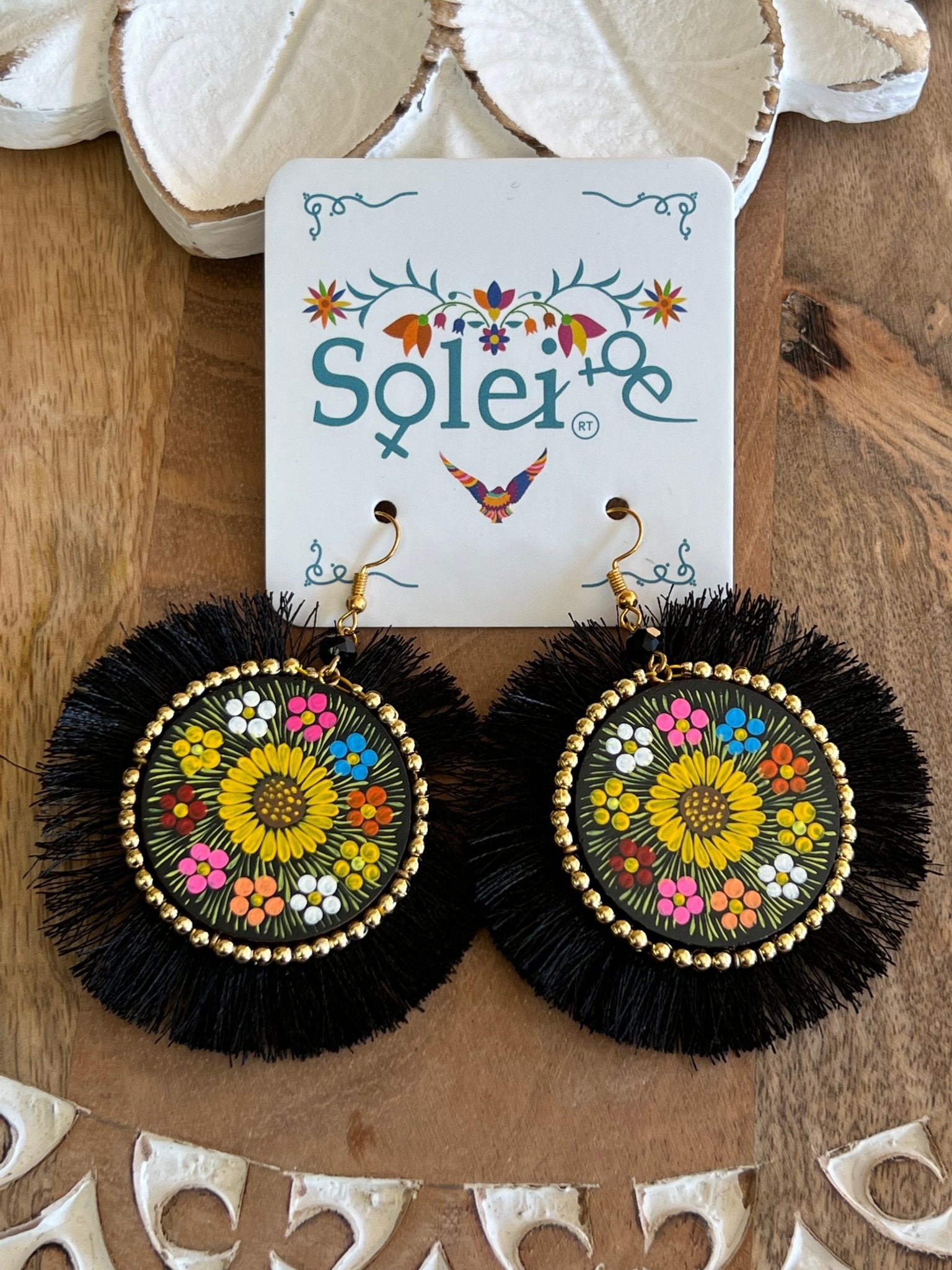 Hand Painted Fan Earrings. Maite Earrings. - Solei Store