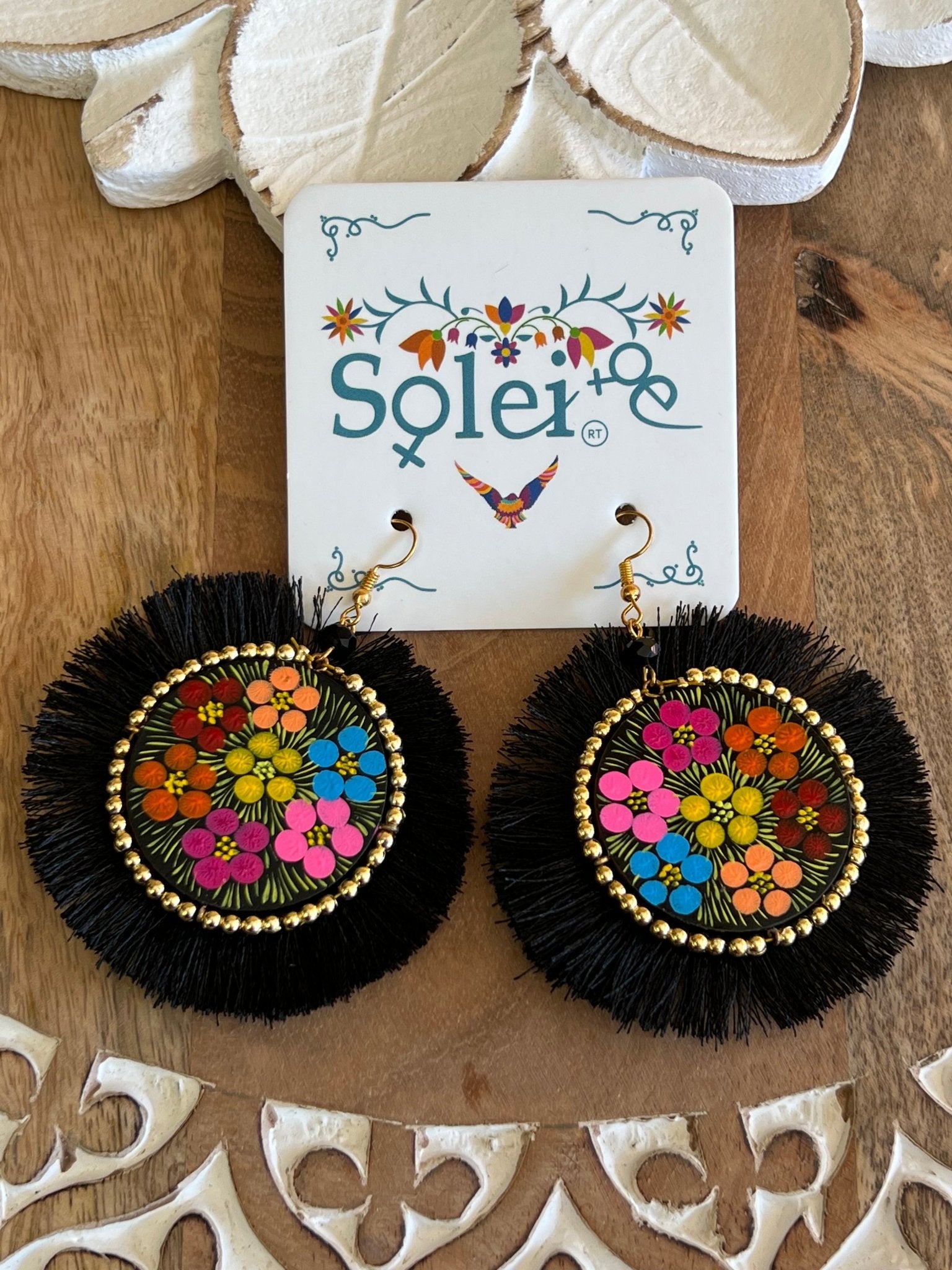 Hand Painted Fan Earrings. Maite Earrings. - Solei Store