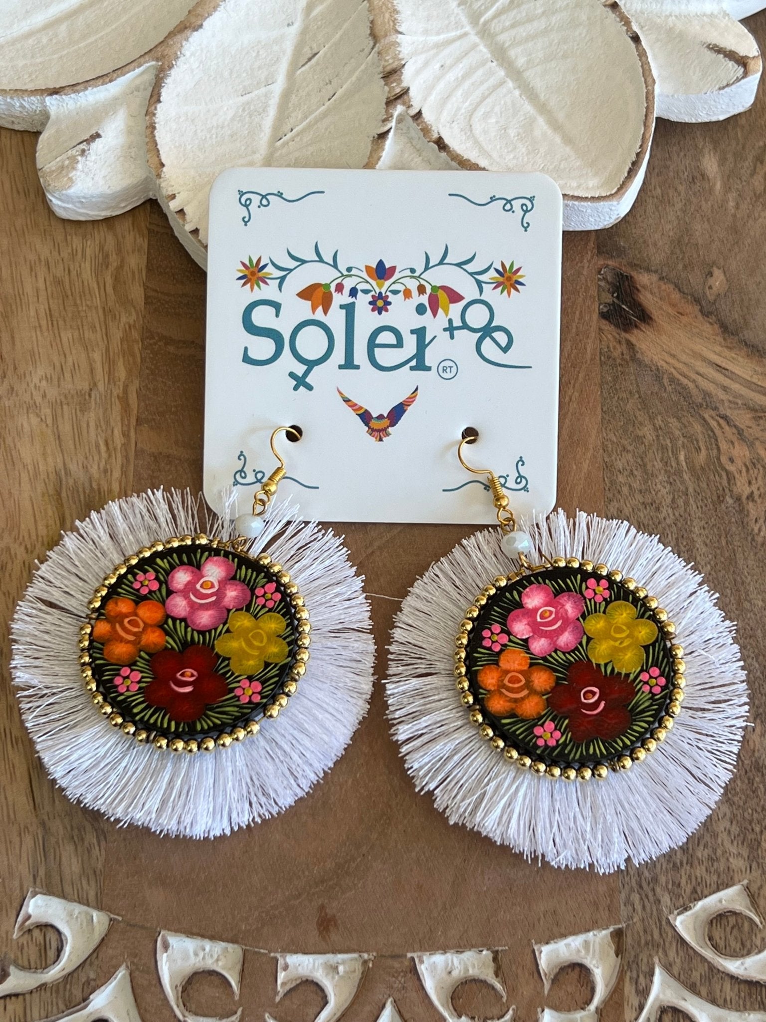 Hand Painted Fan Earrings. Maite Earrings. - Solei Store