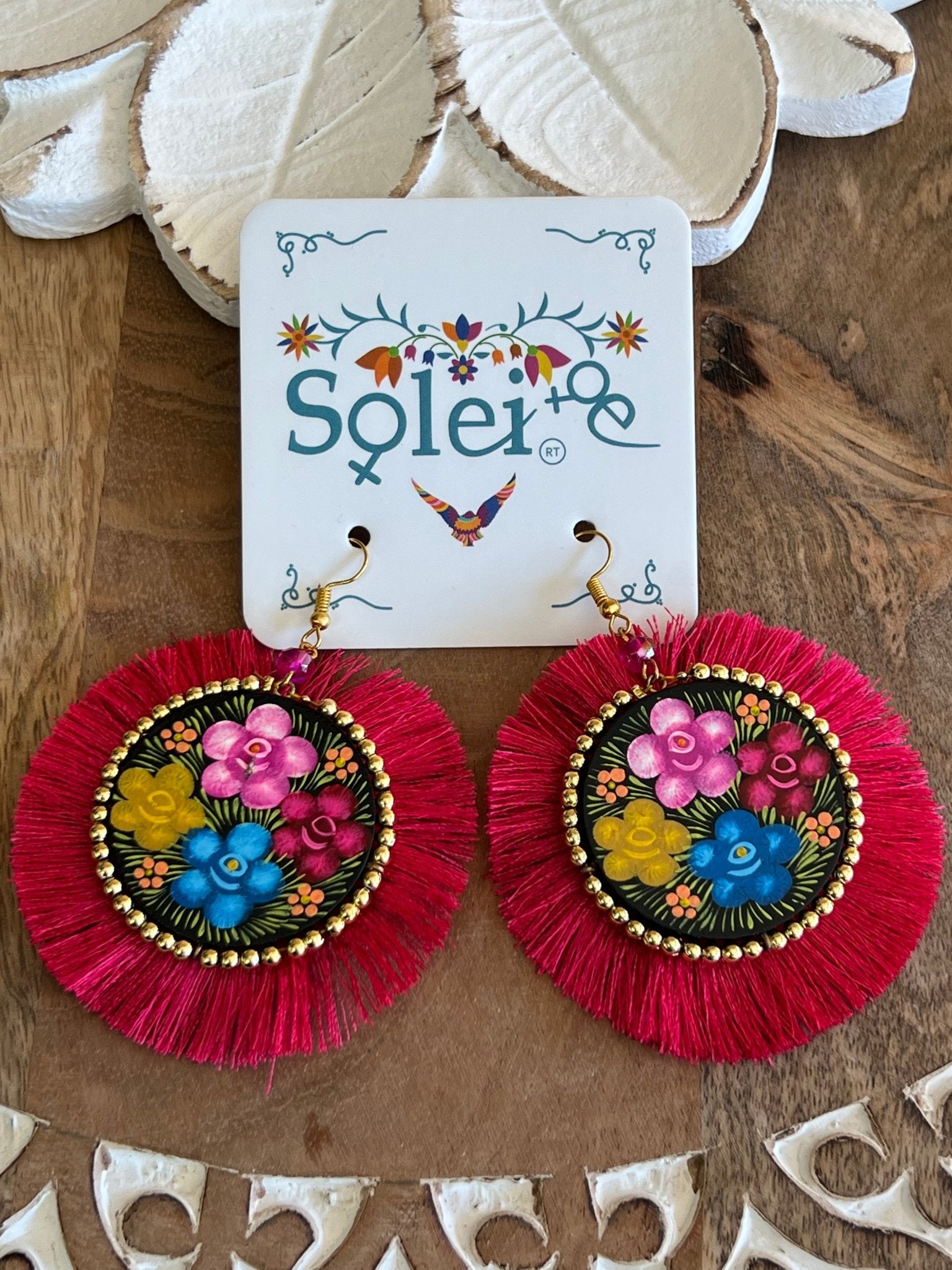 Hand Painted Fan Earrings. Maite Earrings. - Solei Store