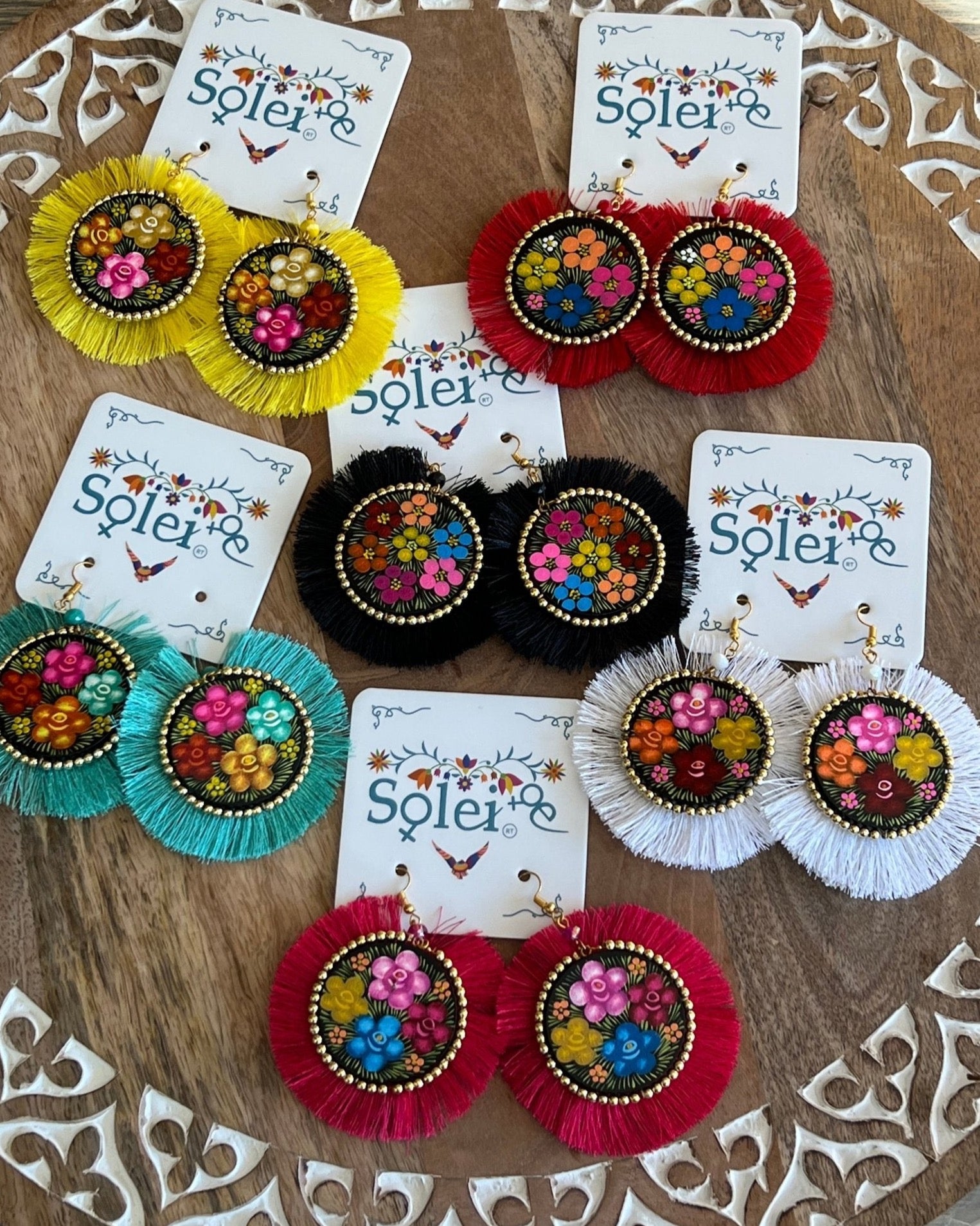 Hand Painted Fan Earrings. Maite Earrings. - Solei Store