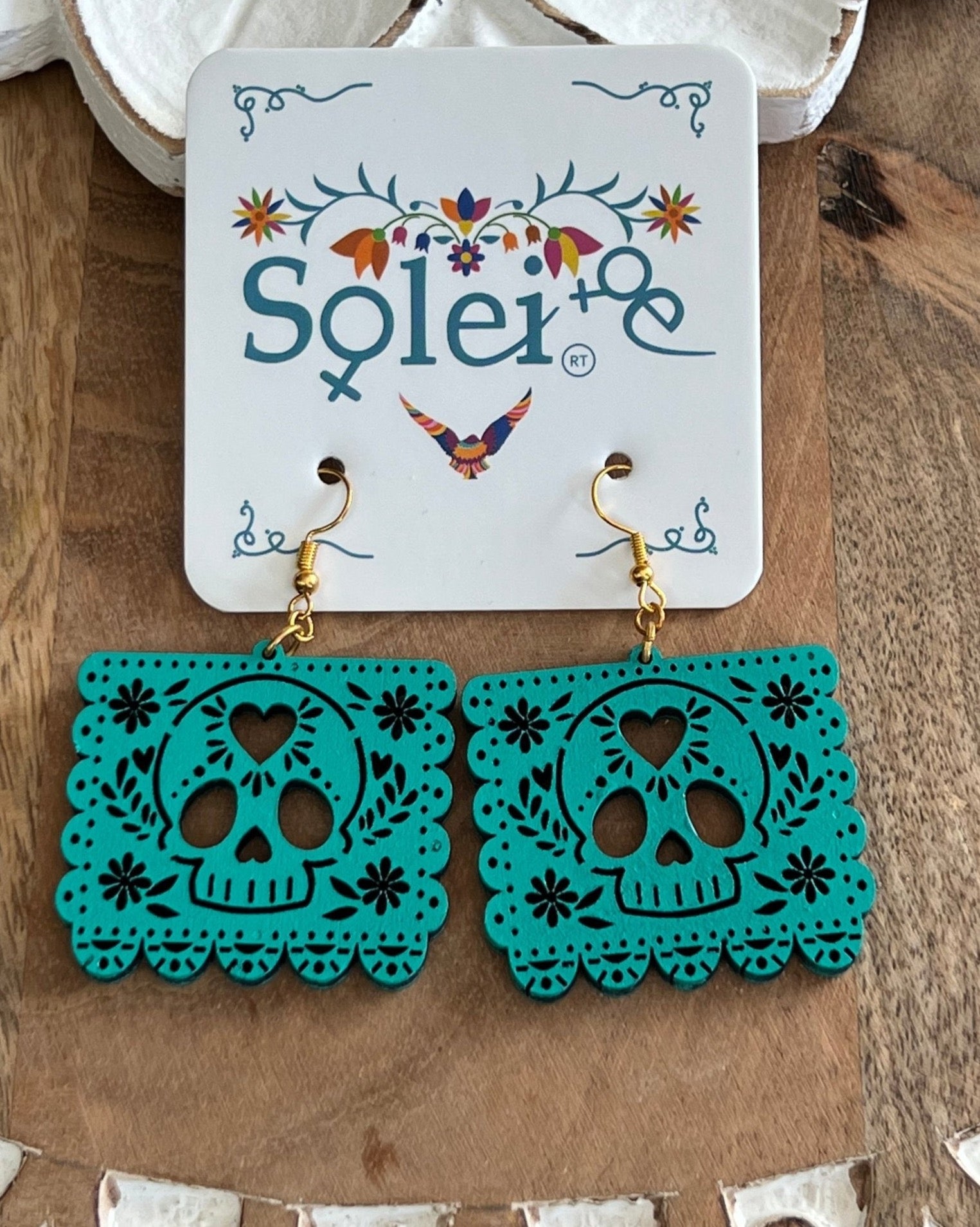 Hand Painted Skull Earrings. Papel Picado Calavera Earrings. - Solei Store