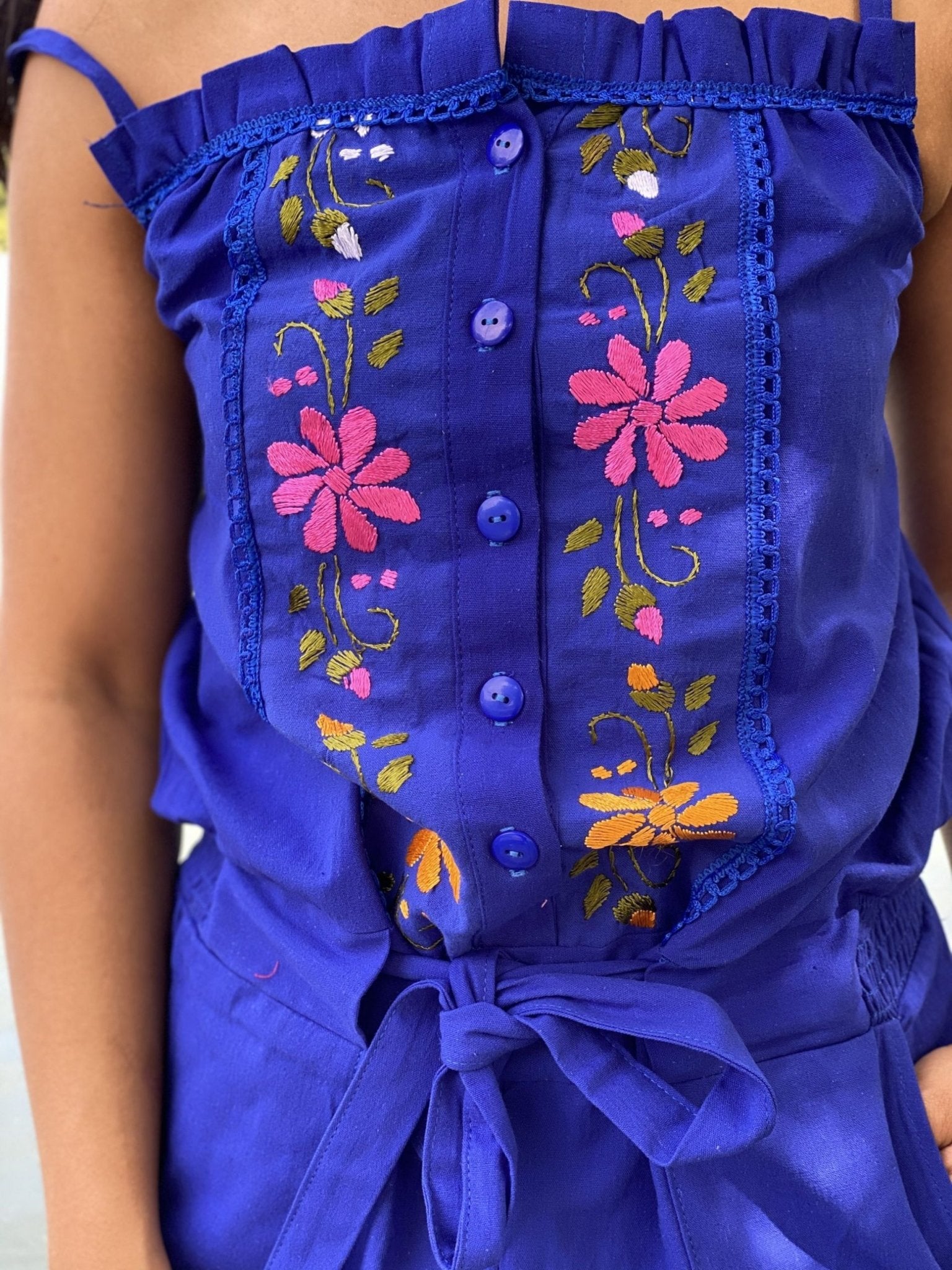 Jumpsuit Marbella. Mexican Floral Hand Embroidered Jumpsuit. - Solei Store
