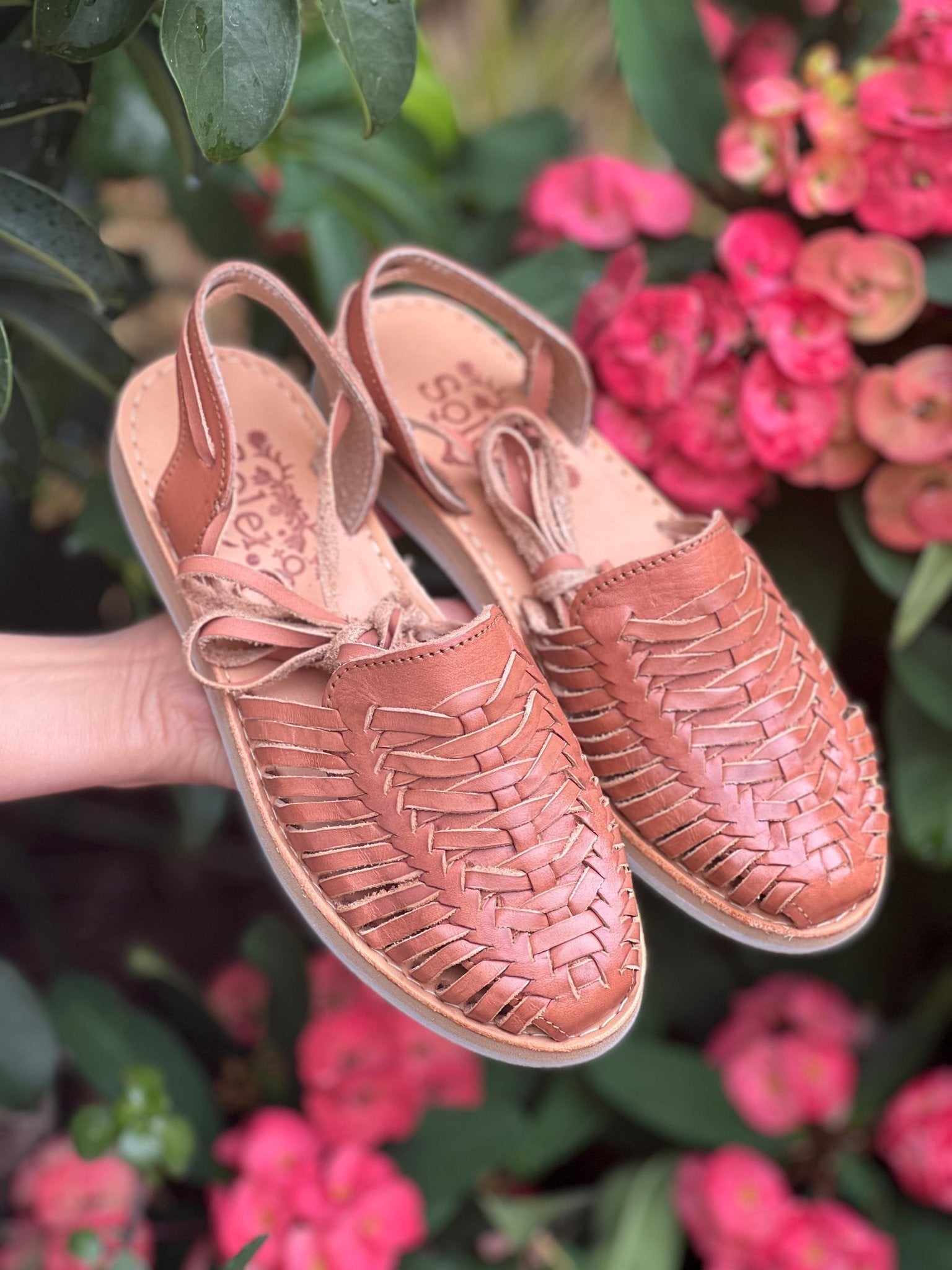 Lace Up Mexican Artisanal Leather Shoes. Charissa Trenzado Sandals - Solei Store