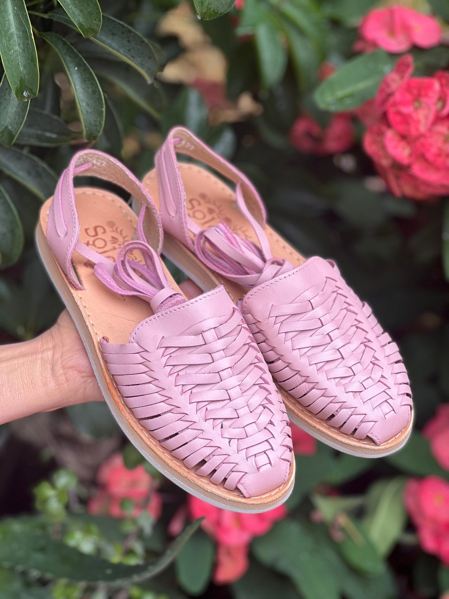 Lace Up Mexican Artisanal Leather Shoes. Charissa Trenzado Sandals - Solei Store