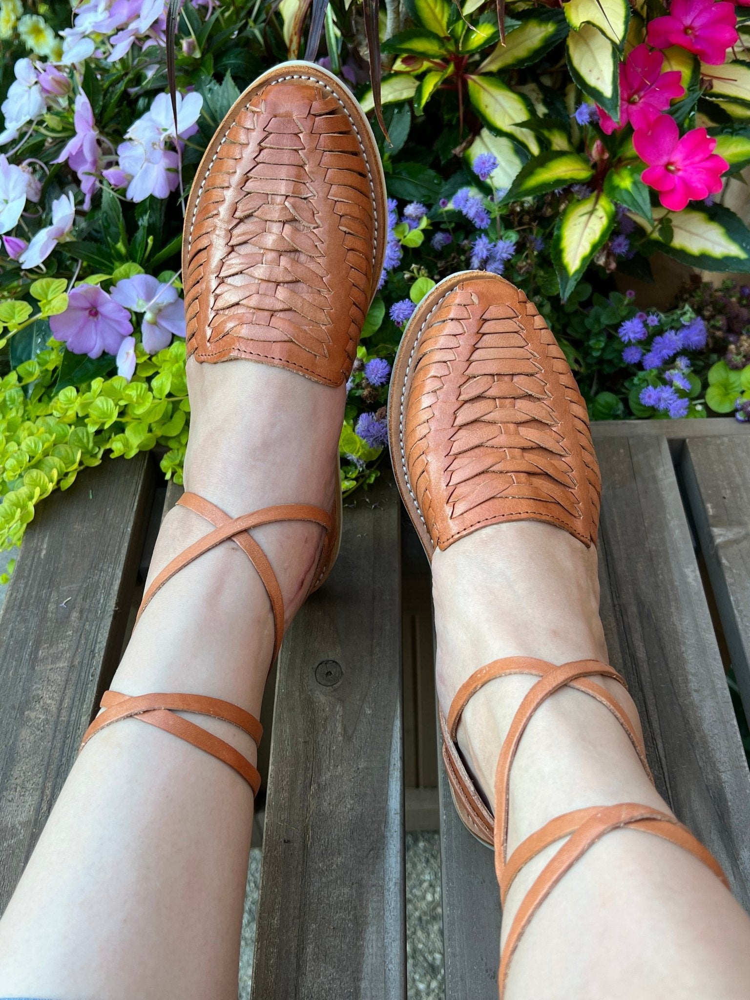 Lace Up Mexican Artisanal Leather Shoes. Charissa Trenzado Sandals - Solei Store