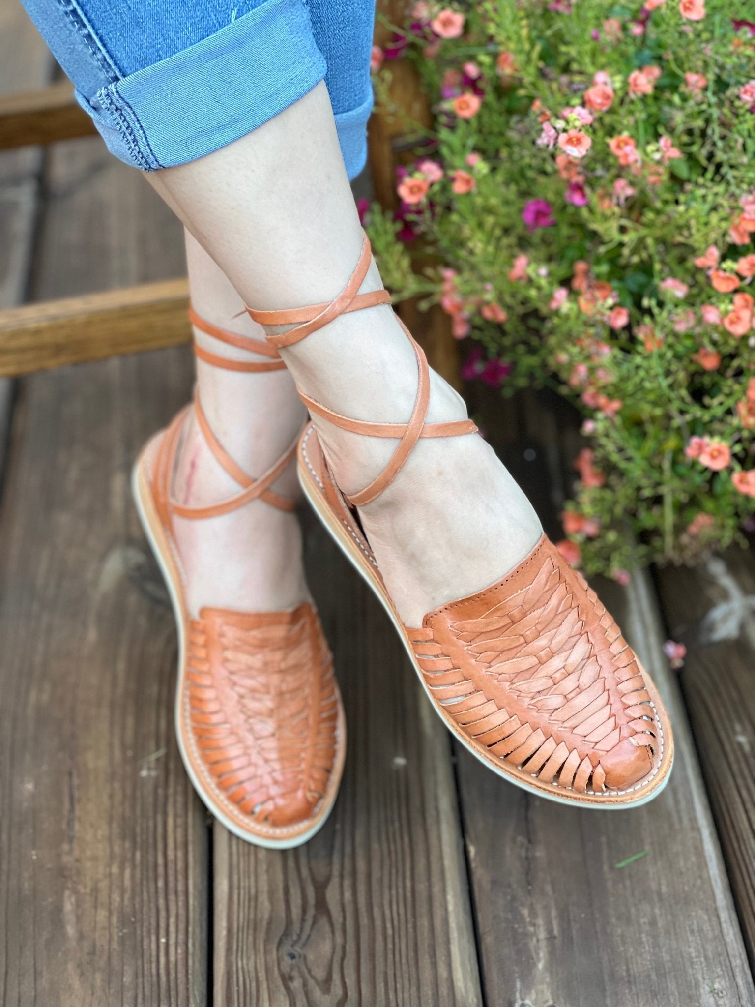 Lace Up Mexican Artisanal Leather Shoes. Charissa Trenzado Sandals - Solei Store