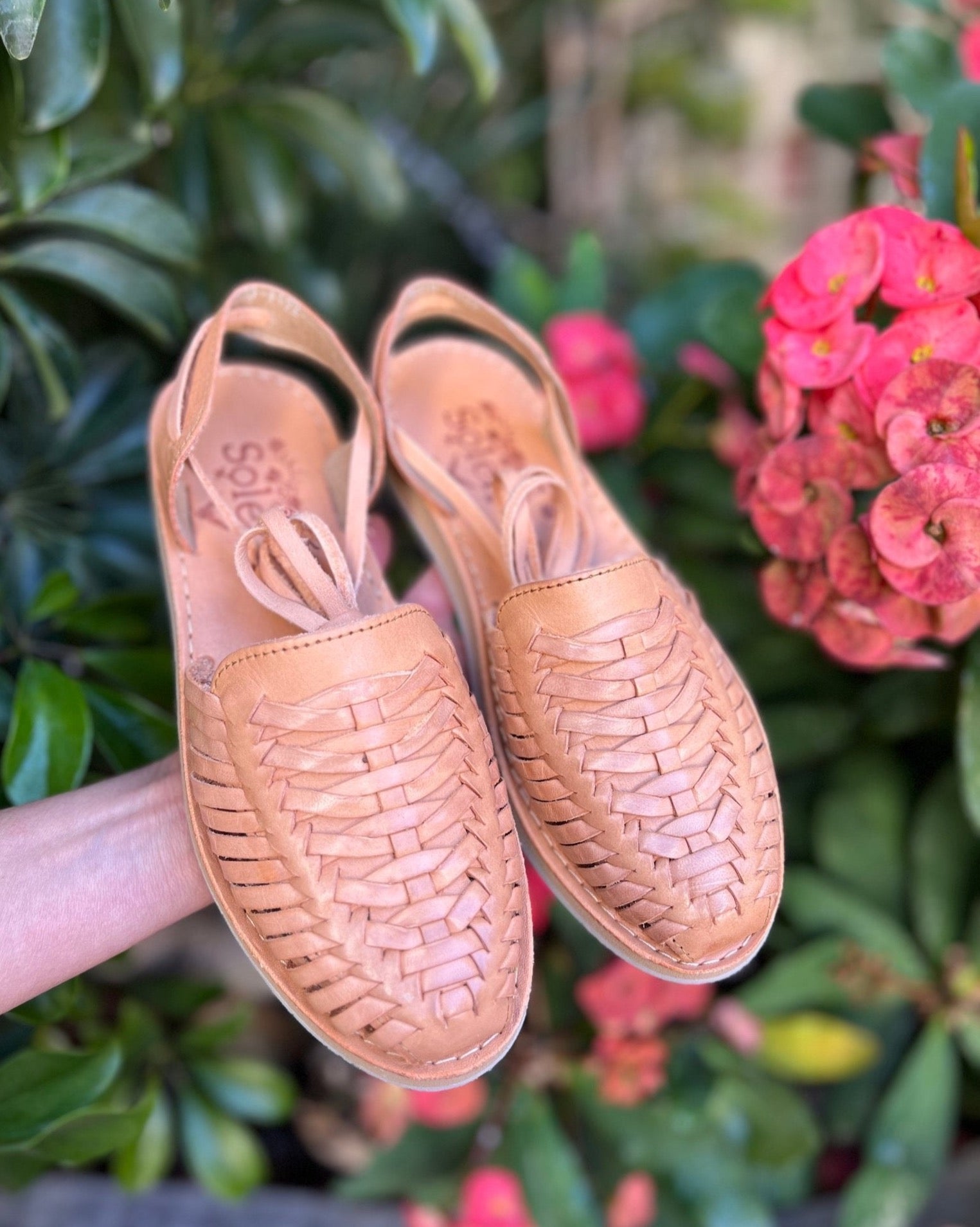 Lace Up Mexican Artisanal Leather Shoes. Charissa Trenzado Sandals - Solei Store