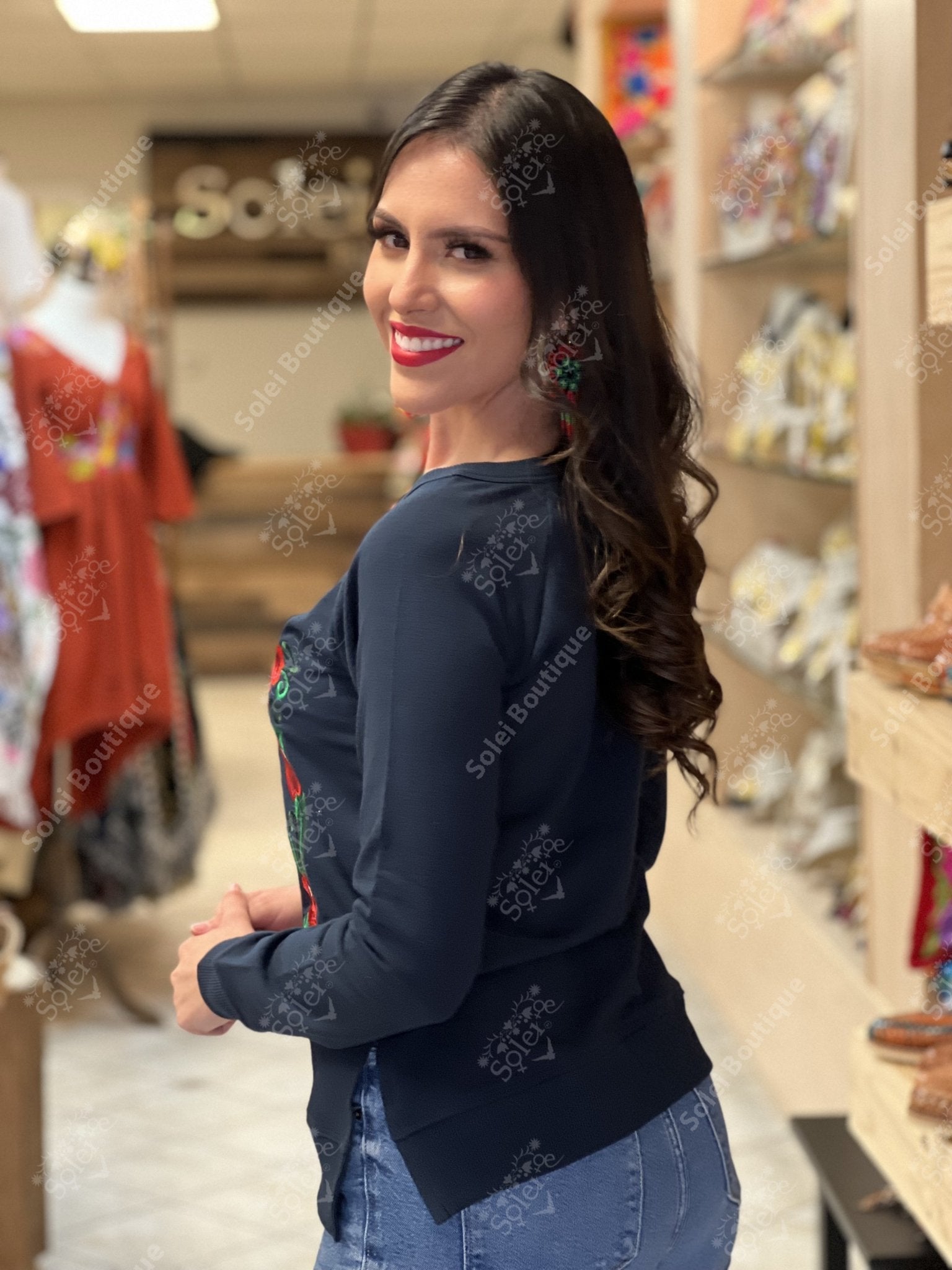 Lady of Guadalupe Virgin Embroidered Sweatshirt Mexican Artisanal Sweatshirt. Virgen Sweatshirt. - Solei Store