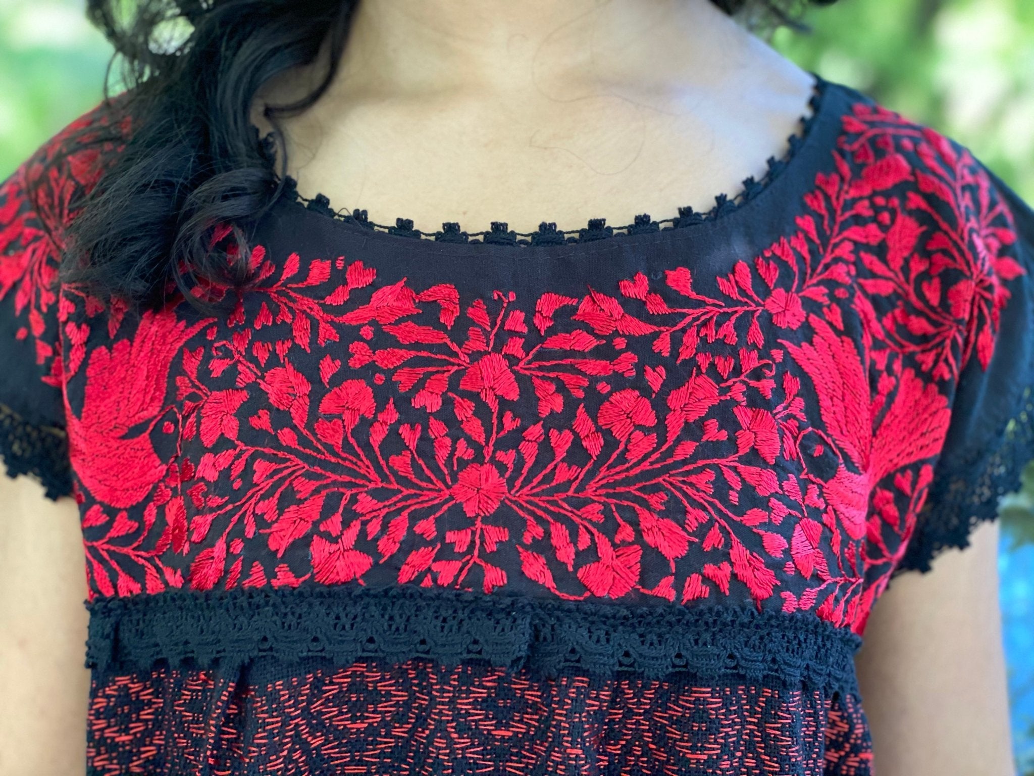 Long Embroidered Dress Made on a Loom. Handmade Dress. Vestido Mitla Largo - Solei Store