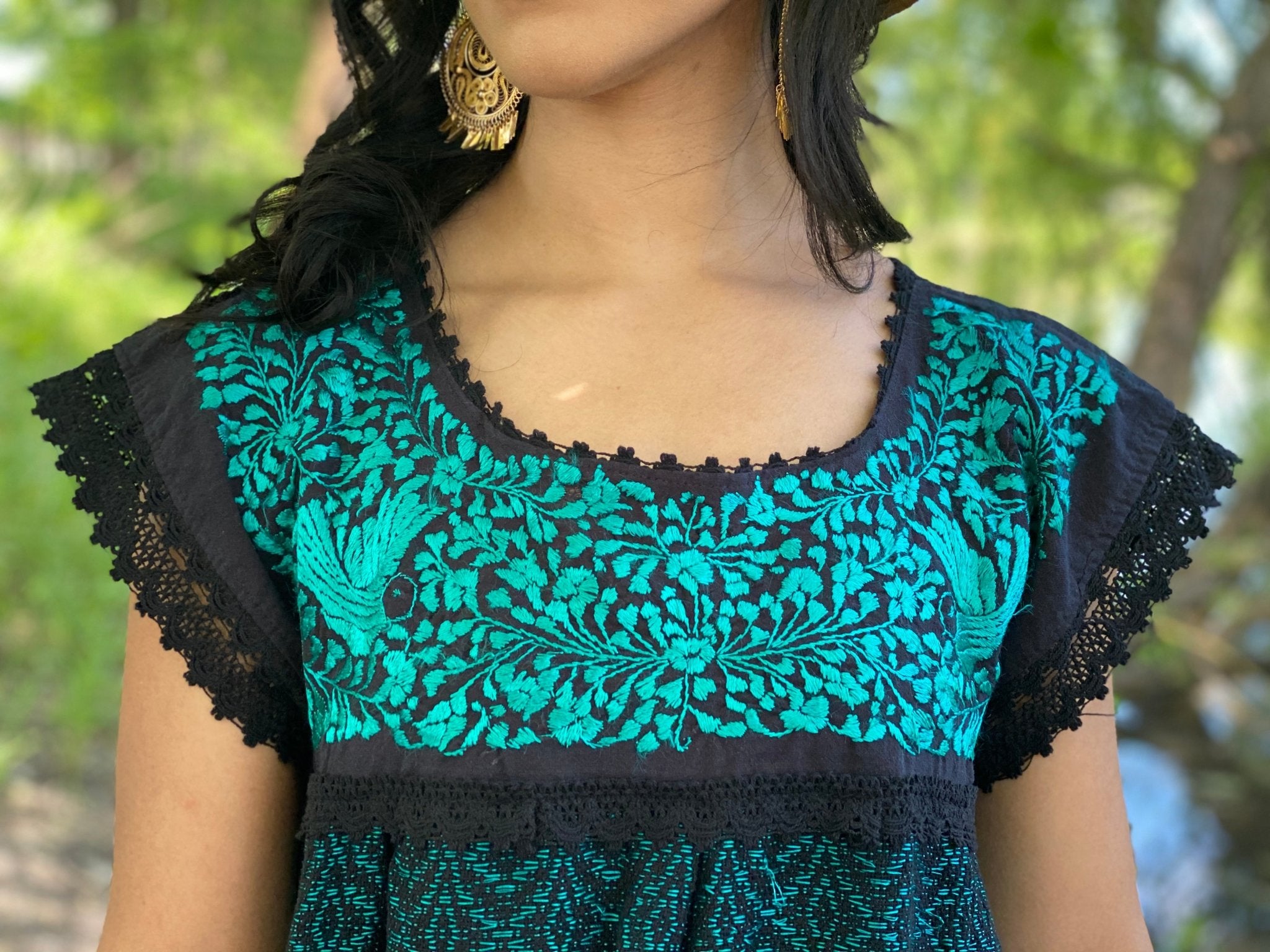 Long Embroidered Dress Made on a Loom. Handmade Dress. Vestido Mitla Largo - Solei Store