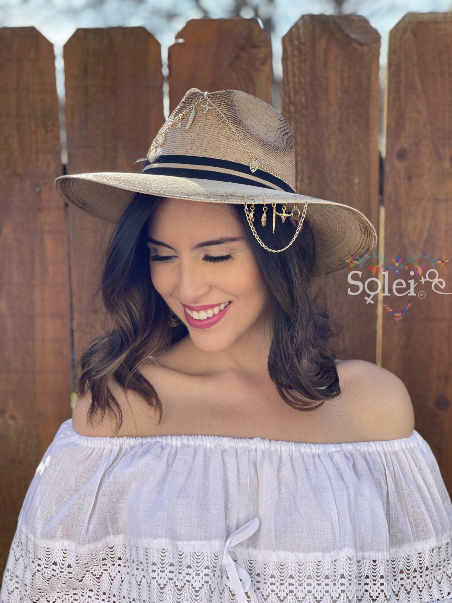 Luna Sombrero. Mexican Palm Hat with Charms. - Solei Store