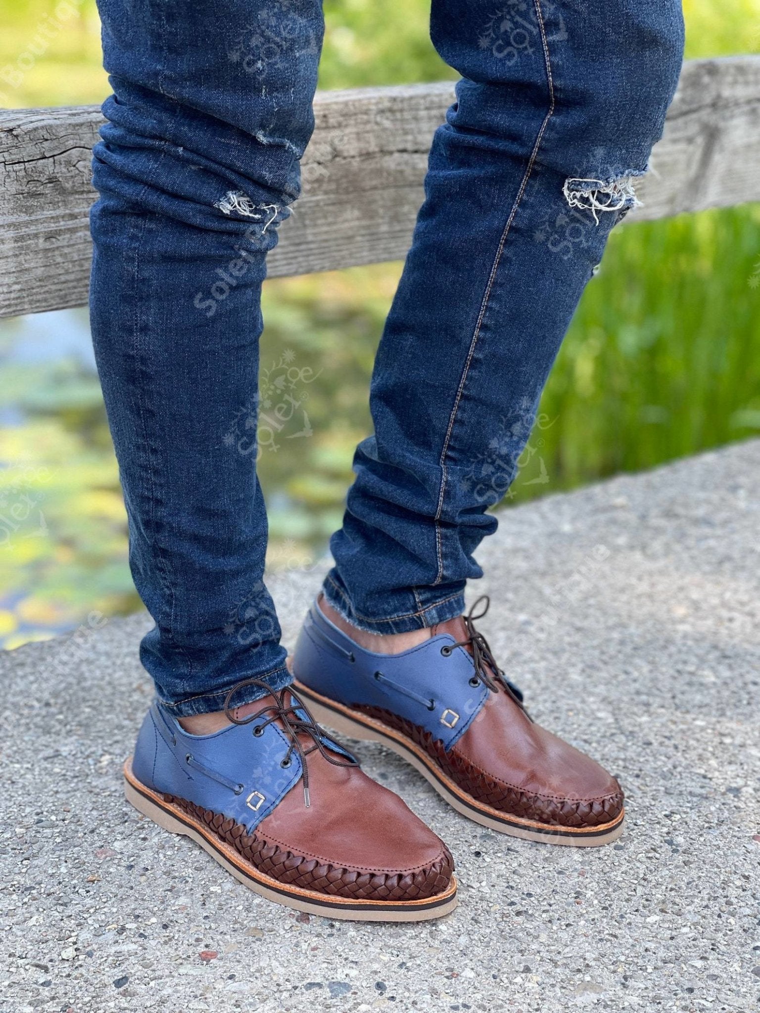 Men’s Artisanal Mexican Leather Shoes with Laces. Mexican Huarache. Zapato Emilio - Solei Store