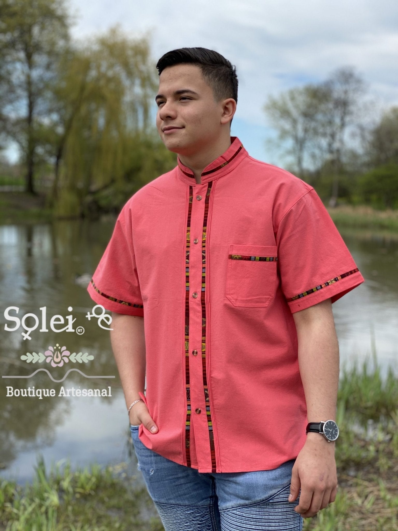 Mens Guayabera. Mens Traditional Mexican Button Up Shirt. - Solei Store