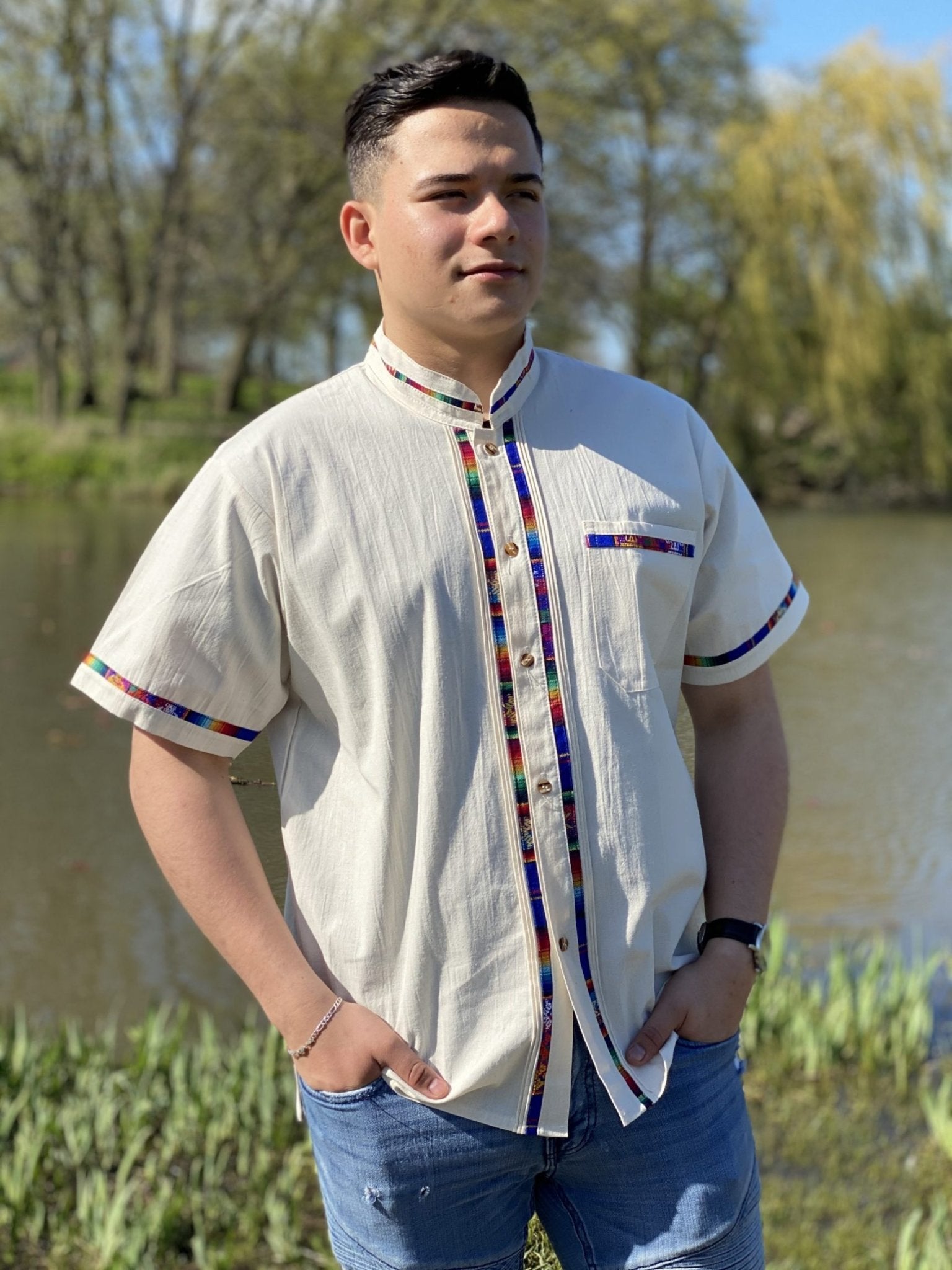 Mens Guayabera. Mens Traditional Mexican Button Up Shirt. - Solei Store