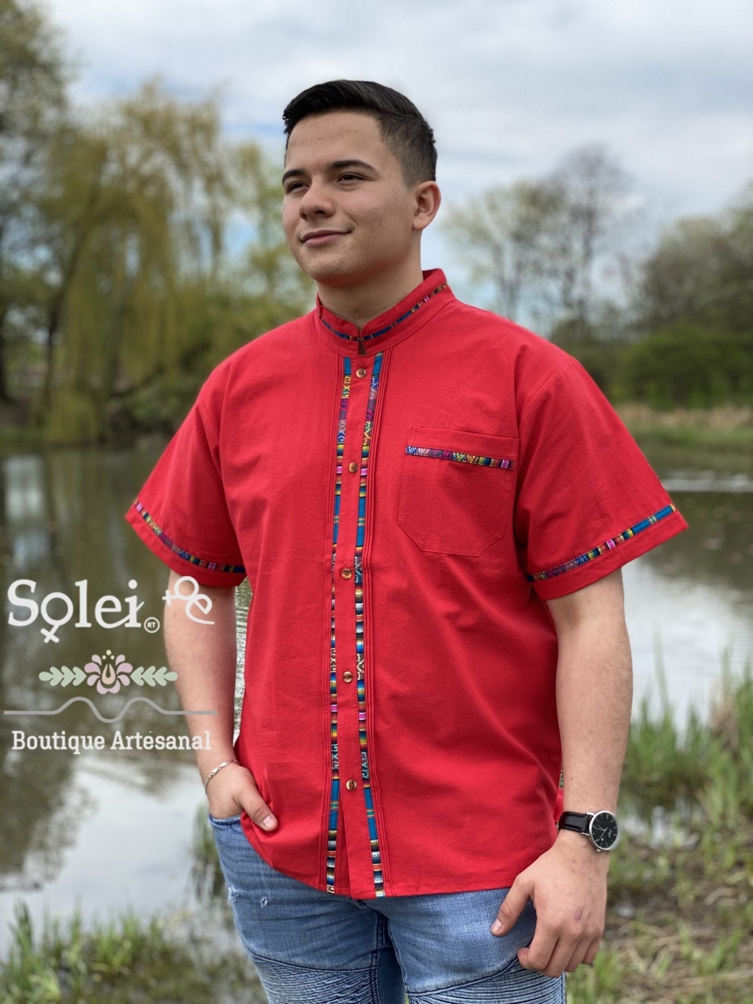 Mens Guayabera. Mens Traditional Mexican Button Up Shirt. - Solei Store