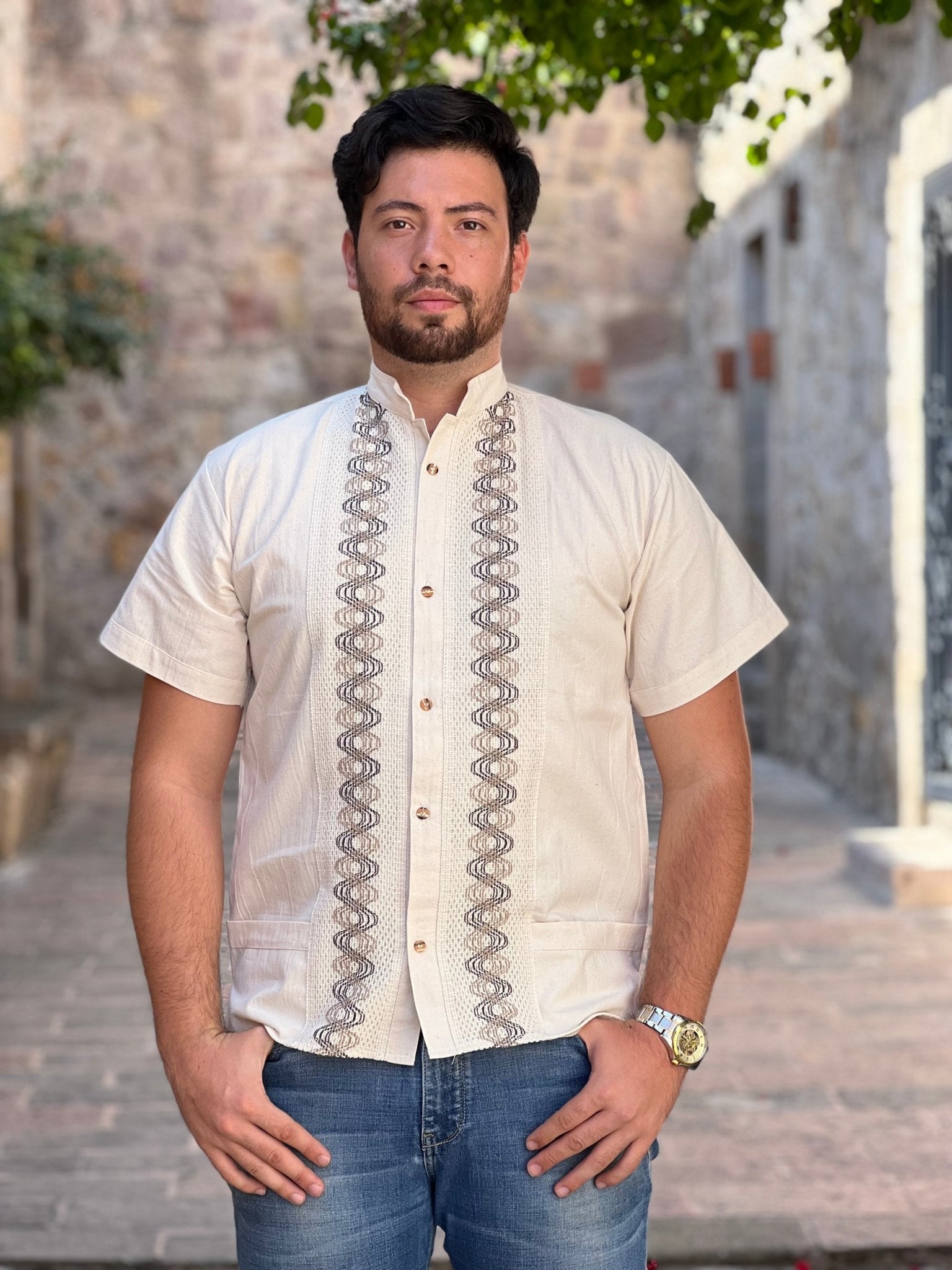 Men's Mexican Traditional Embroidered Guayabera. Guayabera Camilo - Solei Store