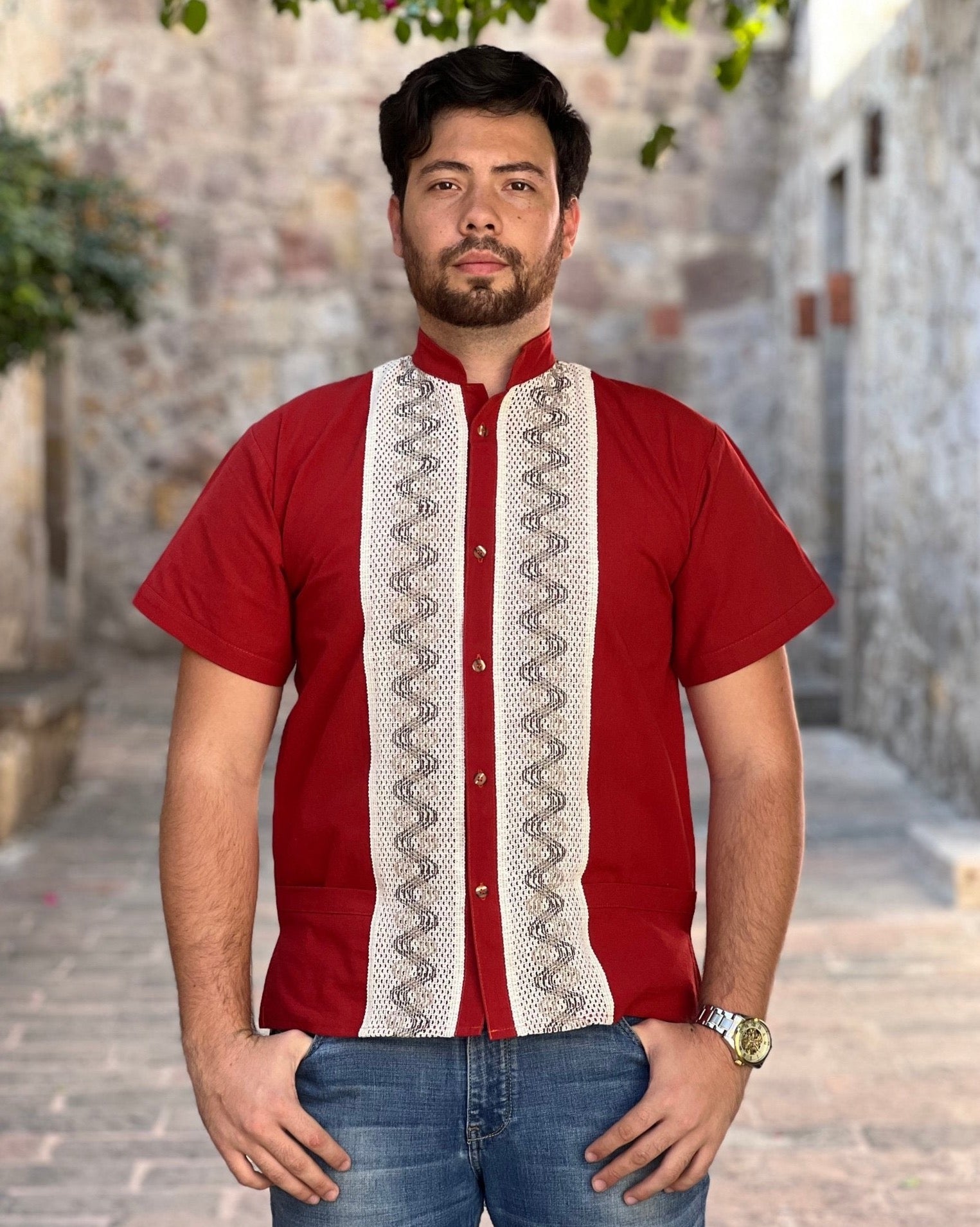 Men's Mexican Traditional Embroidered Guayabera. Guayabera Camilo - Solei Store