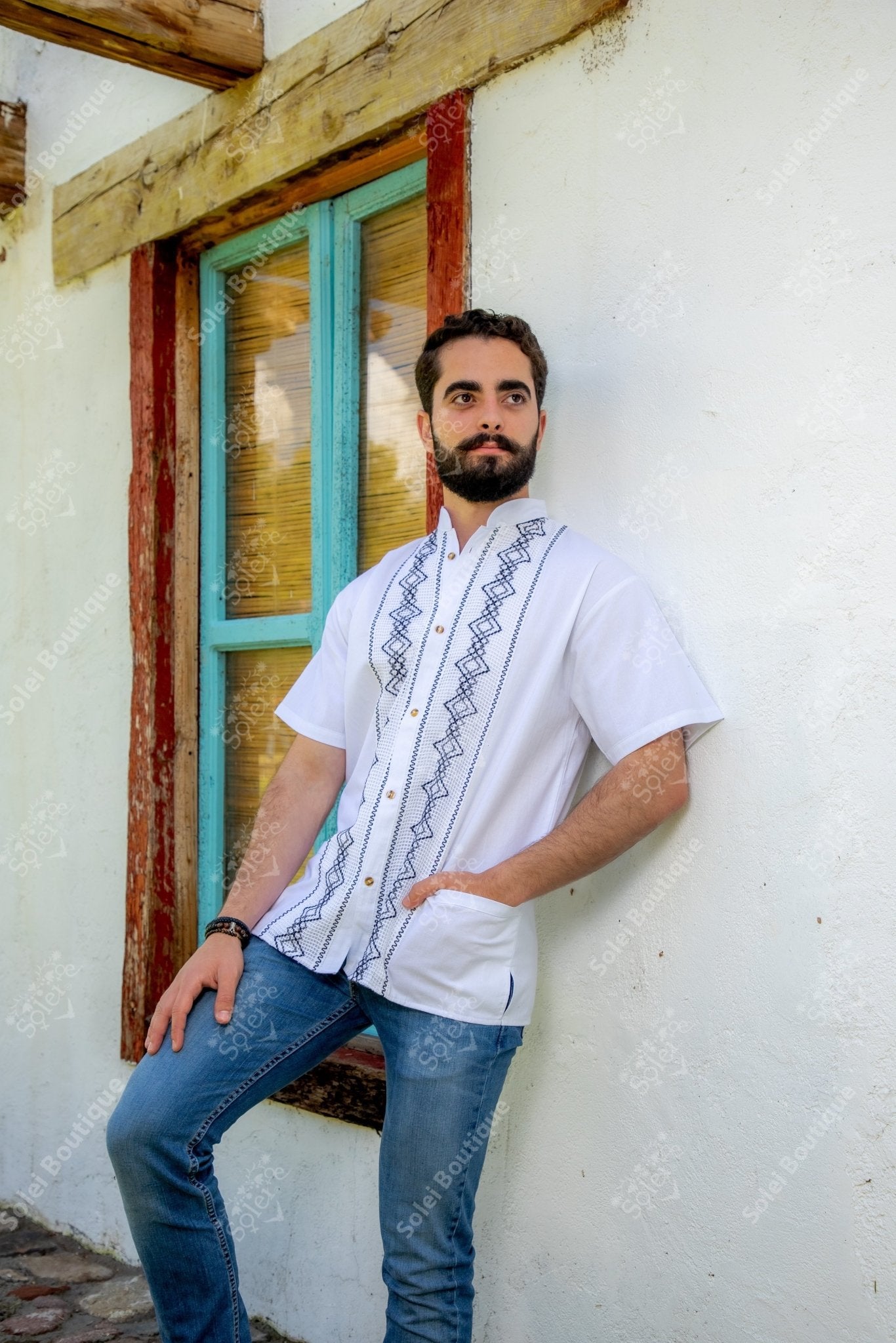 Mens Mexican Traditional Shirt. Guayabera for Men. Guayabera Cristobal - Solei Store