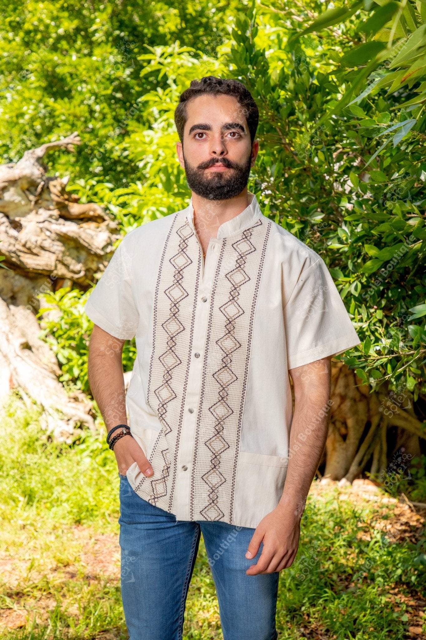 Mens Mexican Traditional Shirt. Guayabera for Men. Guayabera Cristobal - Solei Store