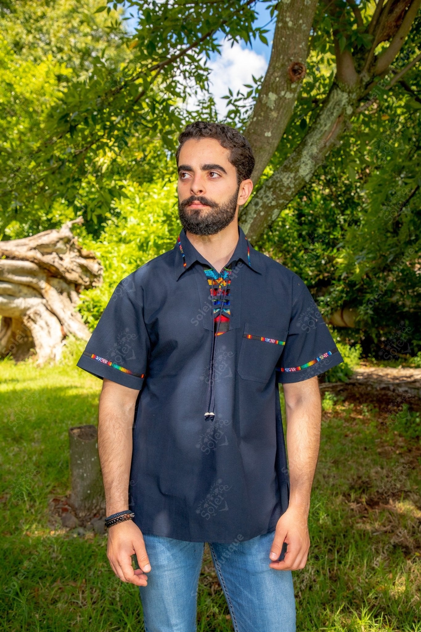 Mens Mexican Traditional Shirt. Guayabera for Men. Guayabera Emilio - Solei Store