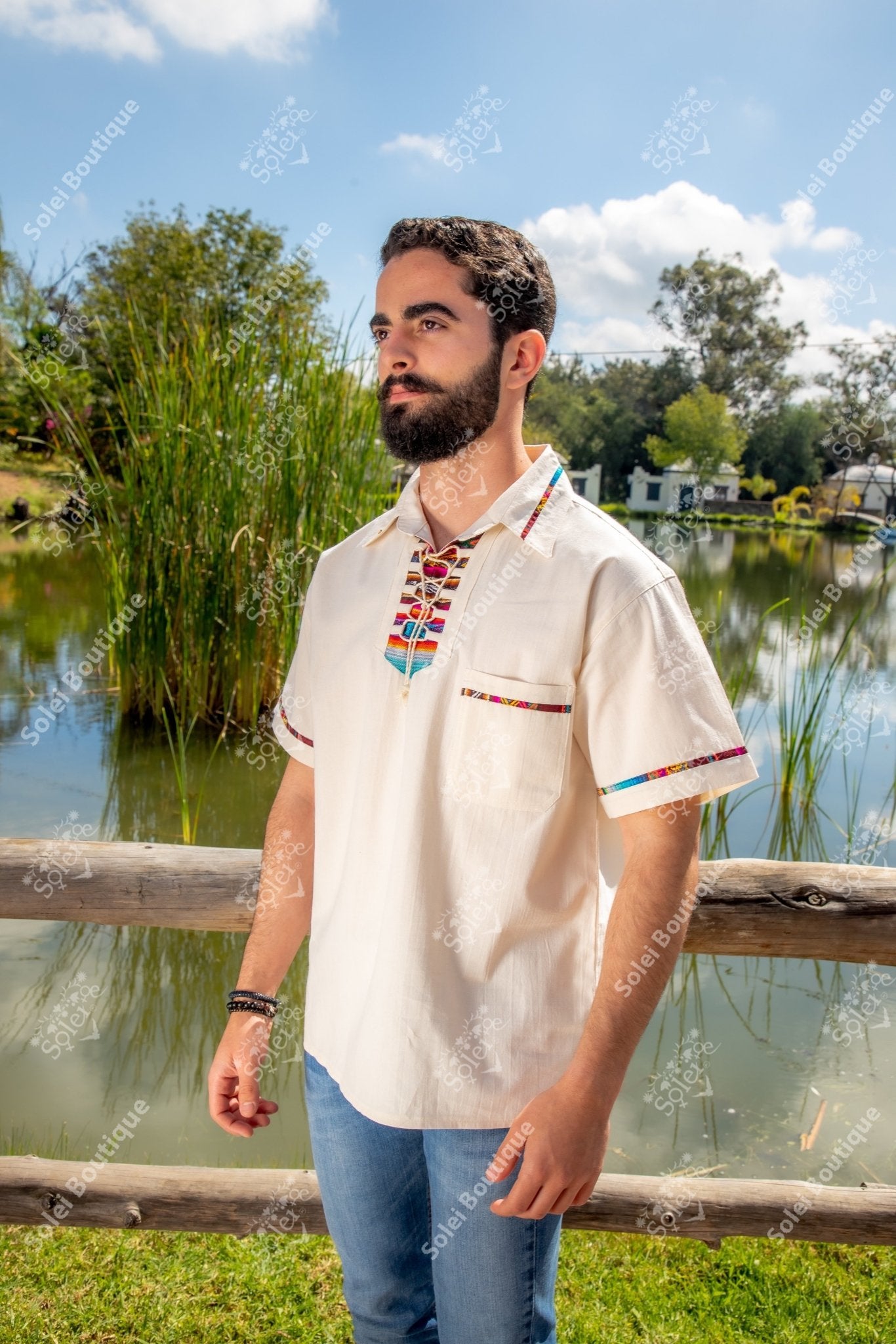 Mens Mexican Traditional Shirt. Guayabera for Men. Guayabera Emilio - Solei Store