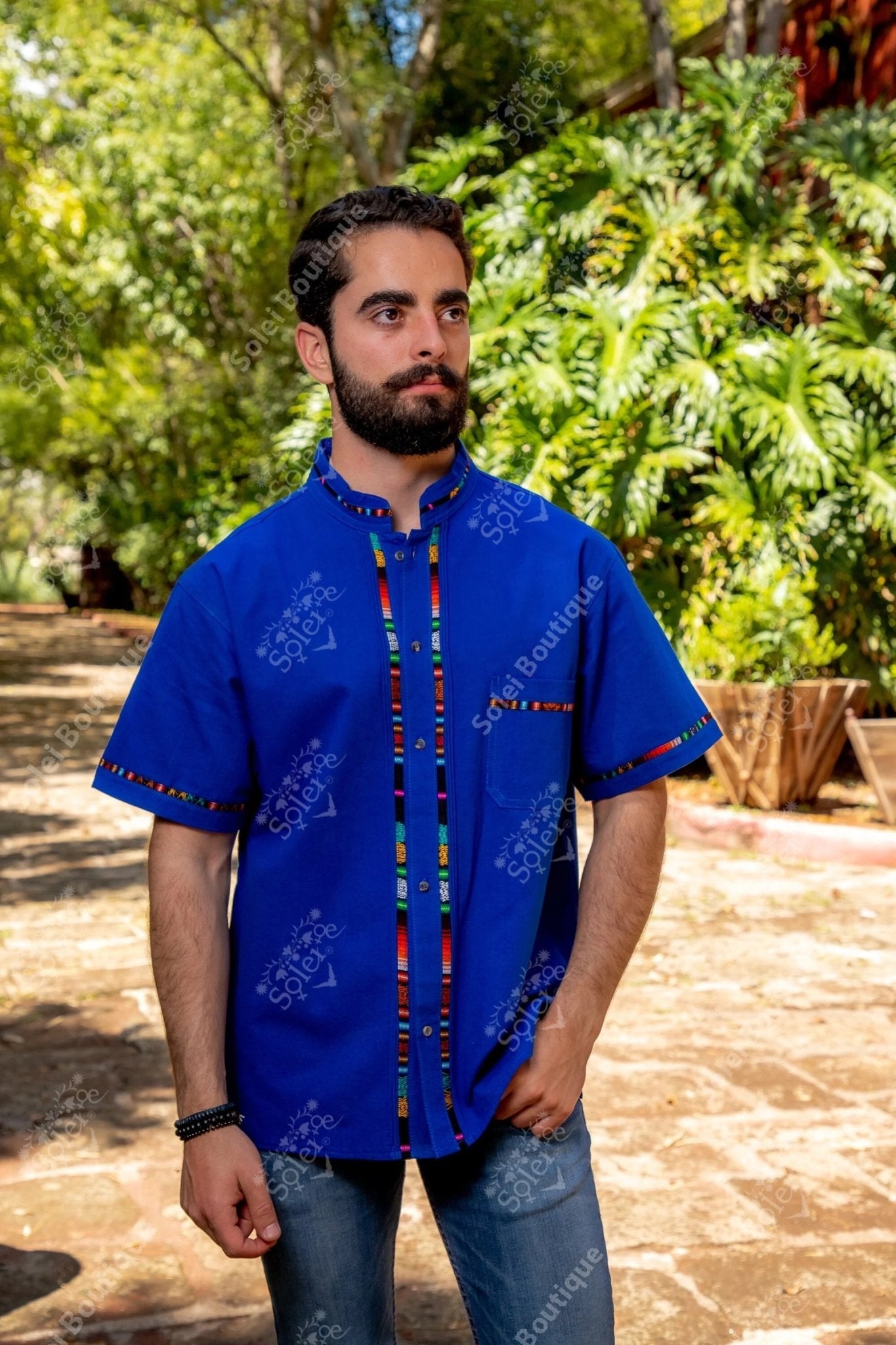 Mens Traditional Mexican Button Up Shirt. Mens Guayabera Coralillo. - Solei Store