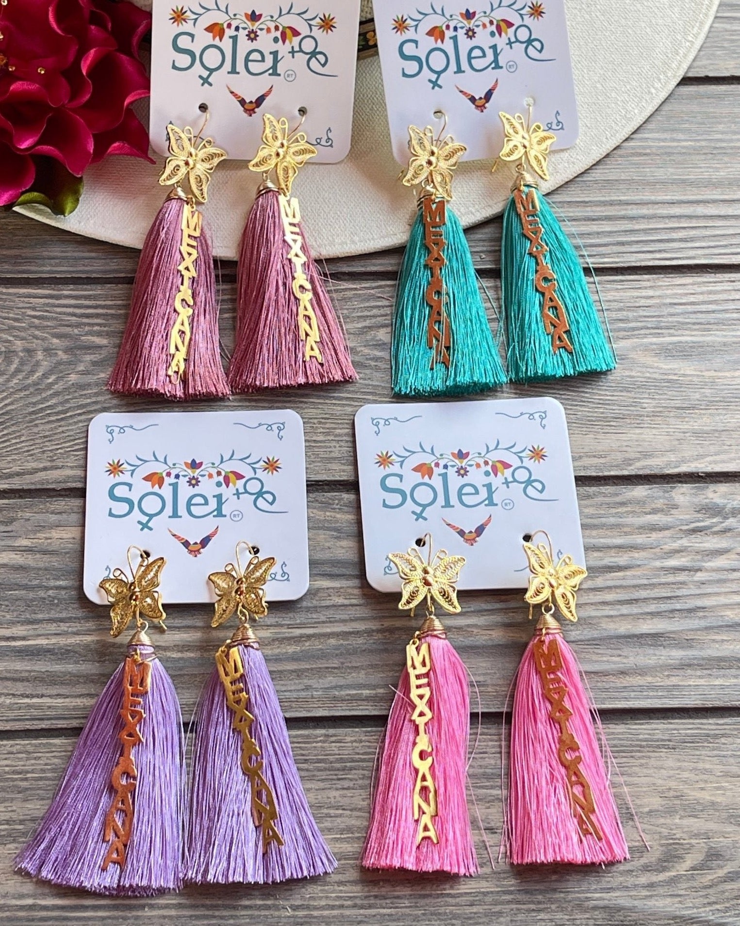Mexican Artisanal Butterly Earrings. Aretes Mariposa Mexicana. - Solei Store
