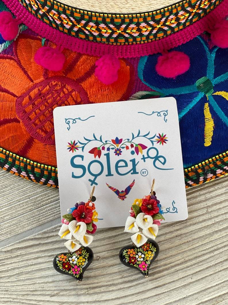 Mexican Artisanal Calla Lily Earrings. Handmade Flower Earrings. Arete Alcatraz - Solei Store