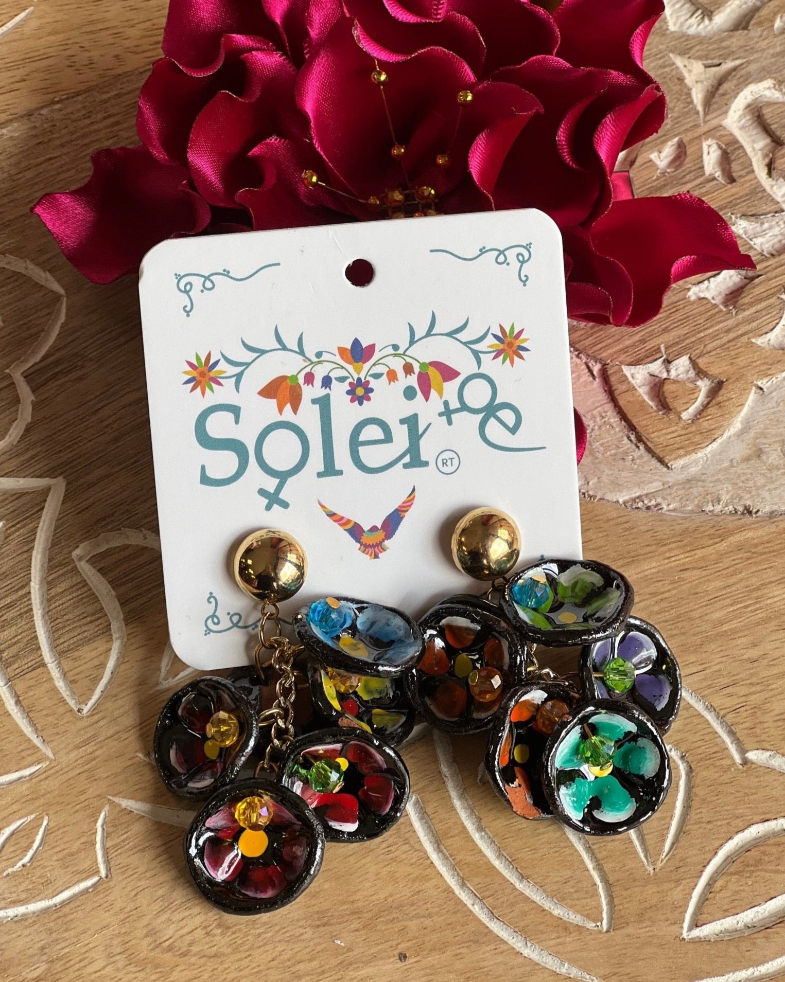 Mexican Artisanal Ceramic Earrings. Platitos Earrings. - Solei Store