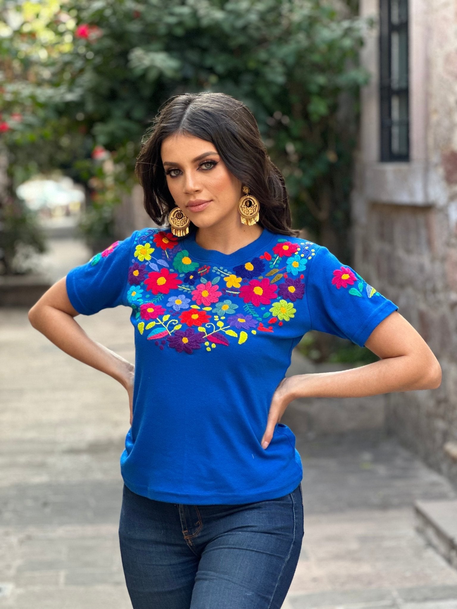 Mexican Artisanal Floral Embroidered T-Shirt. Fernanda T-Shirt. - Solei Store