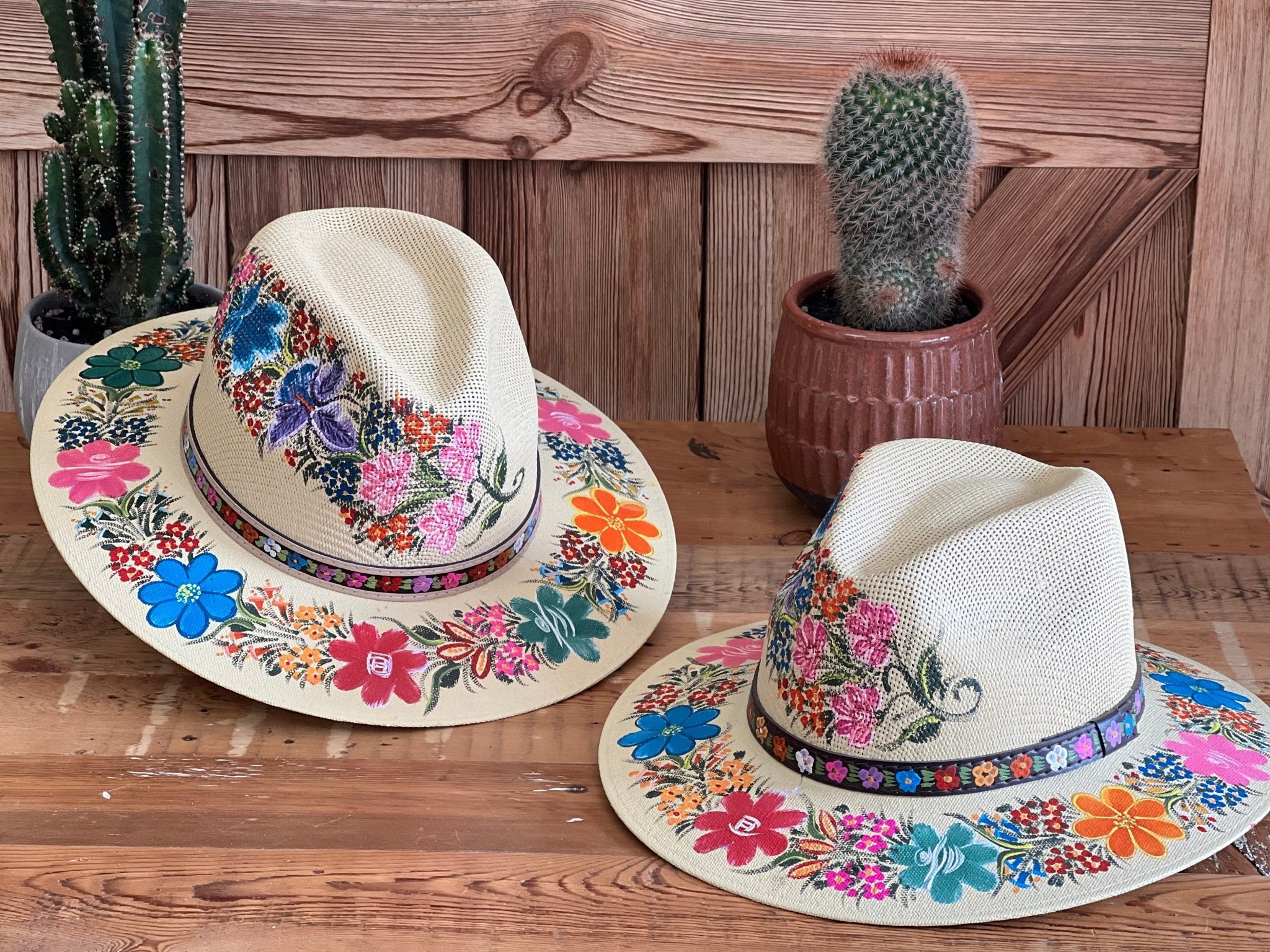 Mexican Artisanal Floral Hand Painted Hat. Sombrero Benita Mommy and Me - Solei Store