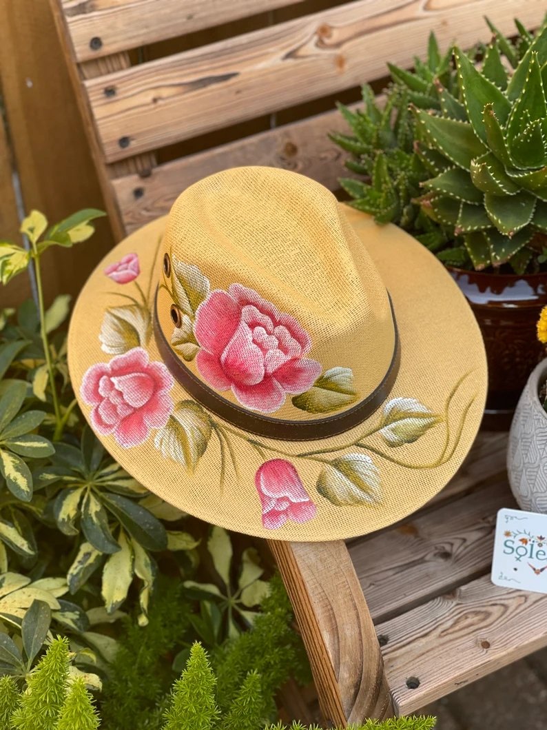 Mexican Artisanal Floral Hand Painted Hat. Sombrero Rosaura - Solei Store