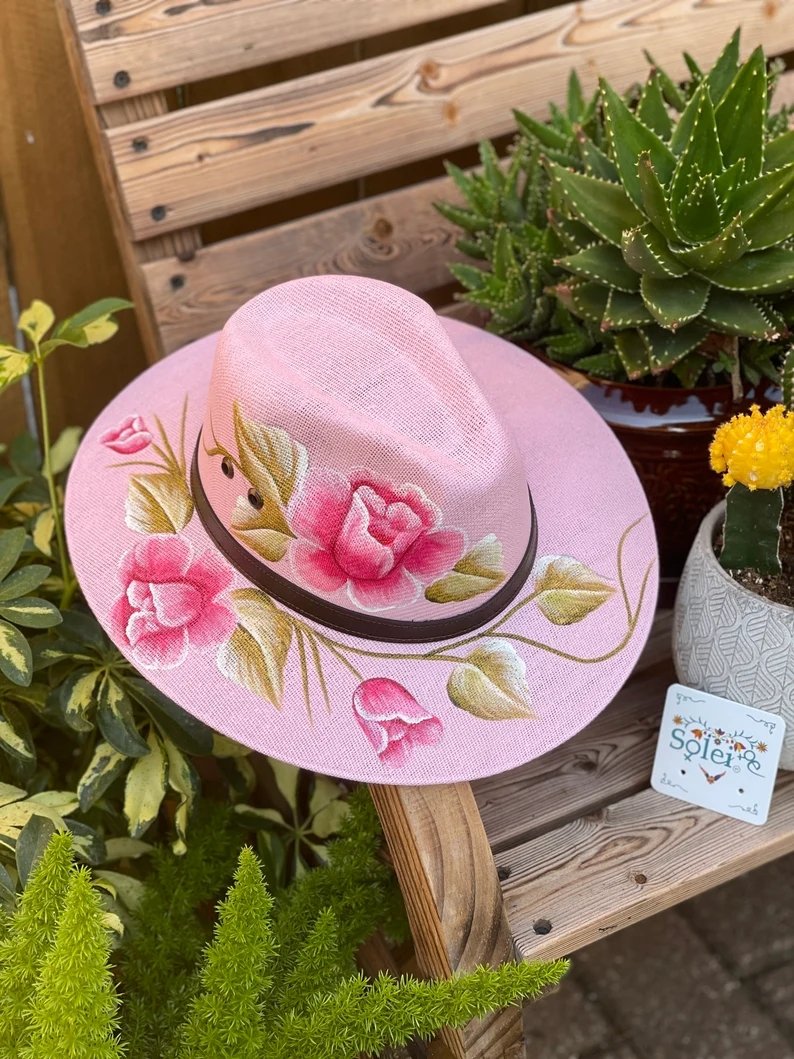 Mexican Artisanal Floral Hand Painted Hat. Sombrero Rosaura - Solei Store