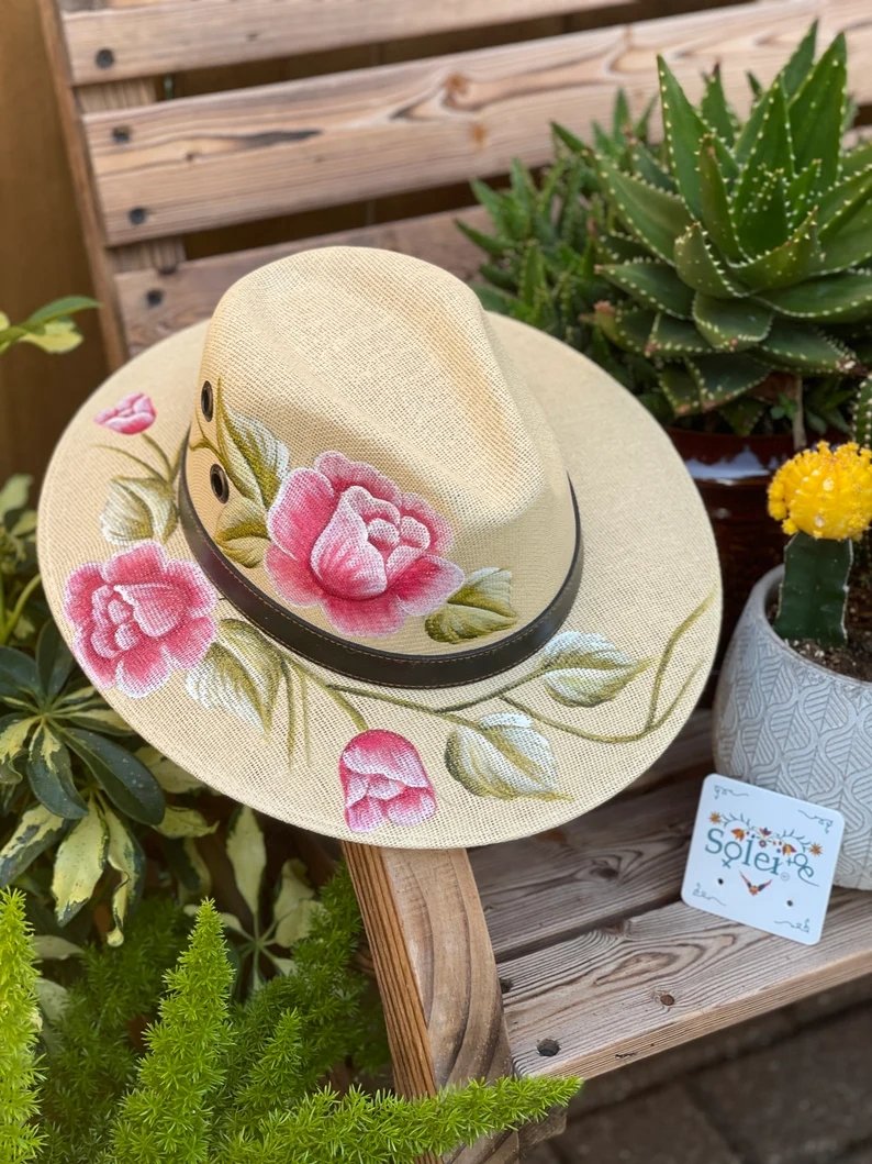 Mexican Artisanal Floral Hand Painted Hat. Sombrero Rosaura - Solei Store