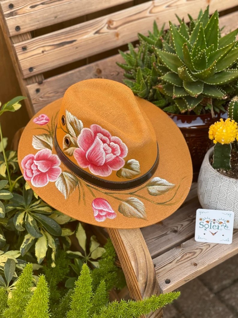 Mexican Artisanal Floral Hand Painted Hat. Sombrero Rosaura - Solei Store