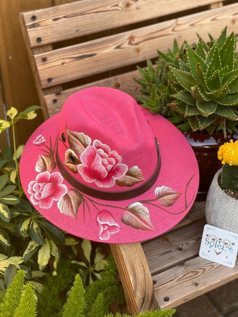 Mexican Artisanal Floral Hand Painted Hat. Sombrero Rosaura - Solei Store