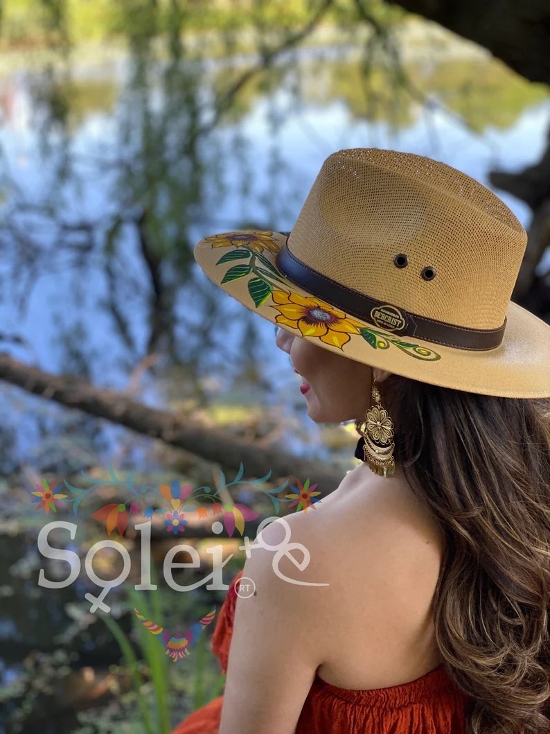 Mexican Artisanal Floral Hand Painted Hat. Sombrero Sol - Solei Store