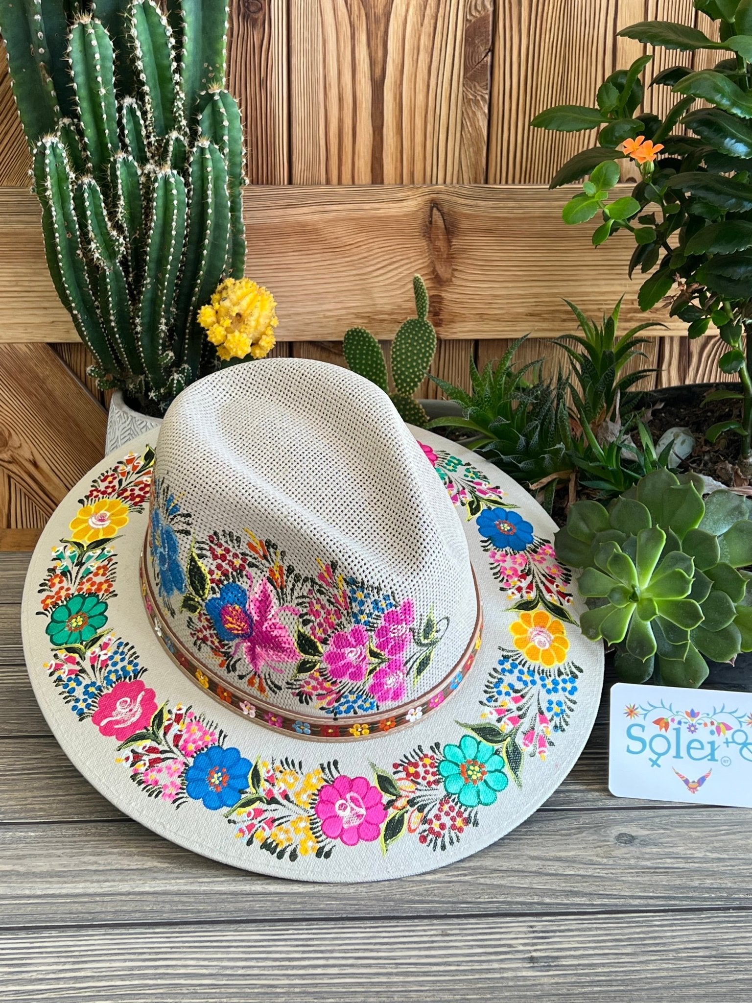 Mexican Artisanal Floral Hat Hand Painted. Sombrero Benita - Solei Store