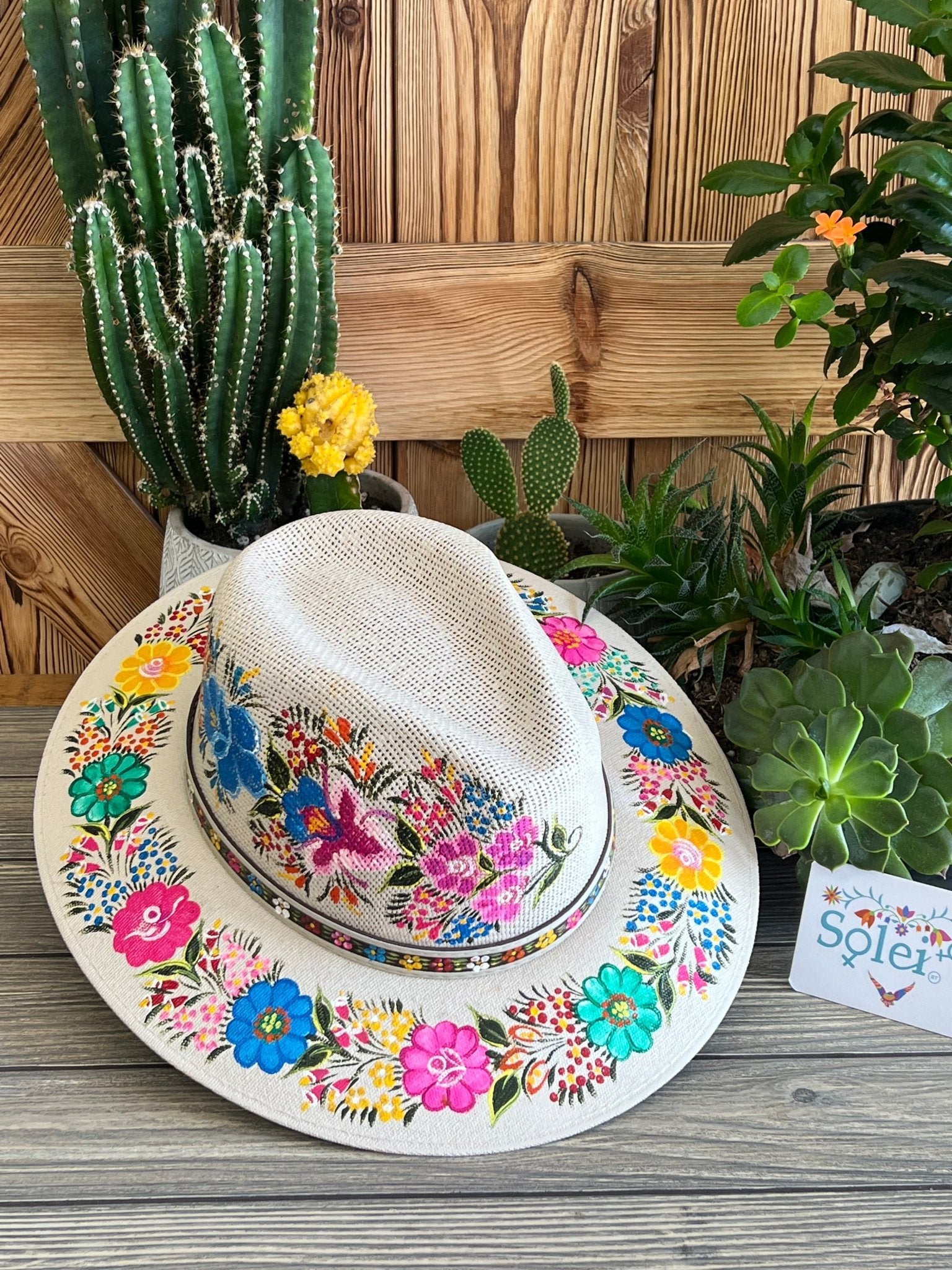 Mexican Artisanal Floral Hat Hand Painted. Sombrero Benita - Solei Store