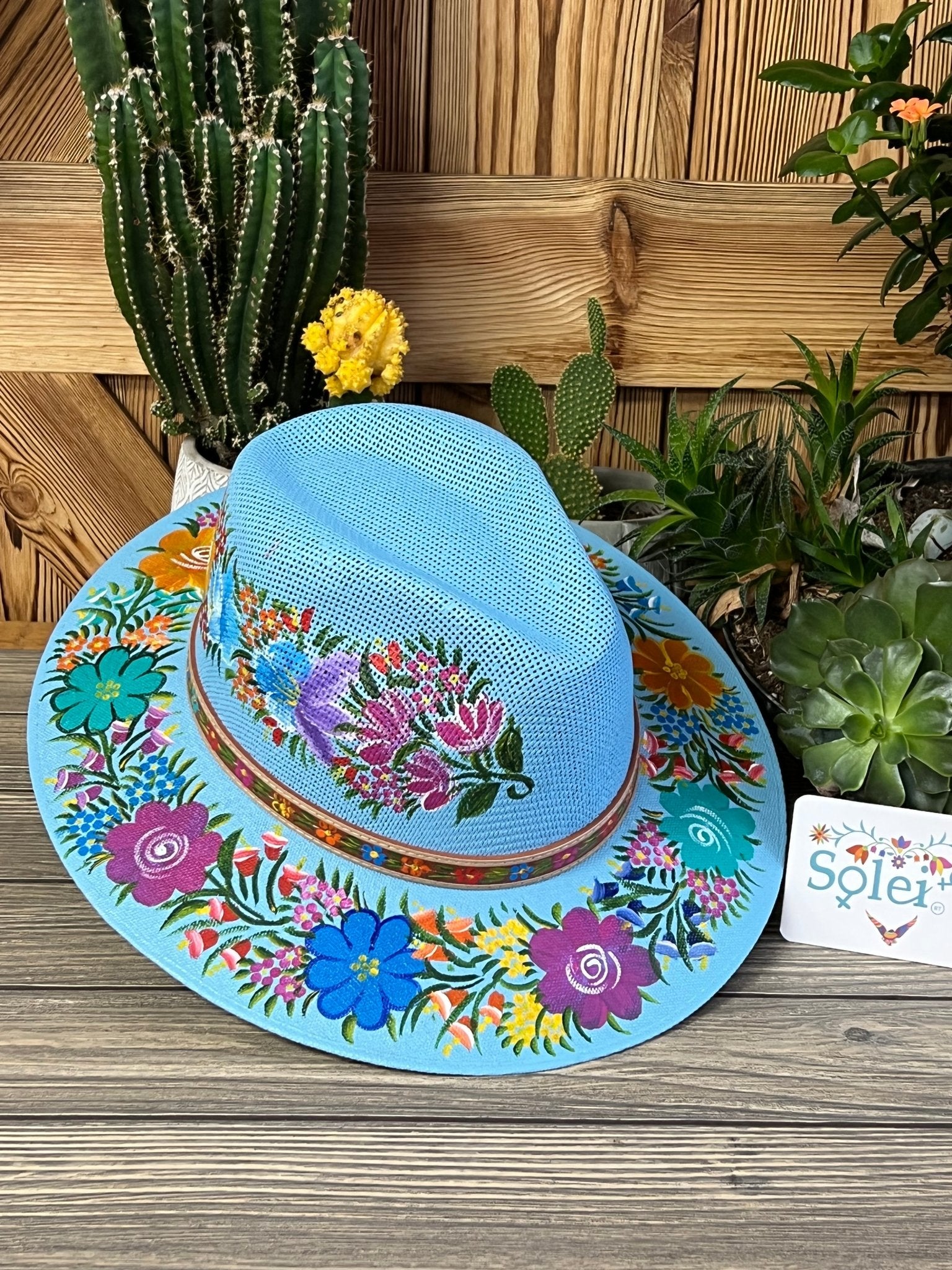 Mexican Artisanal Floral Hat Hand Painted. Sombrero Benita - Solei Store