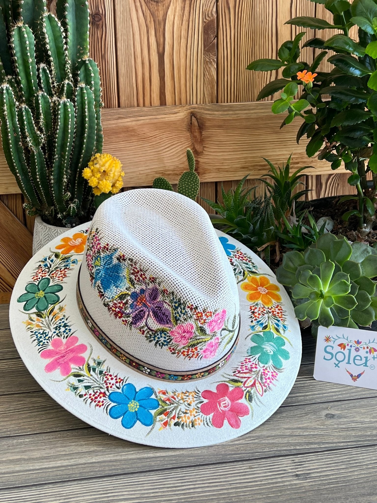 Mexican Artisanal Floral Hat Hand Painted. Sombrero Benita - Solei Store