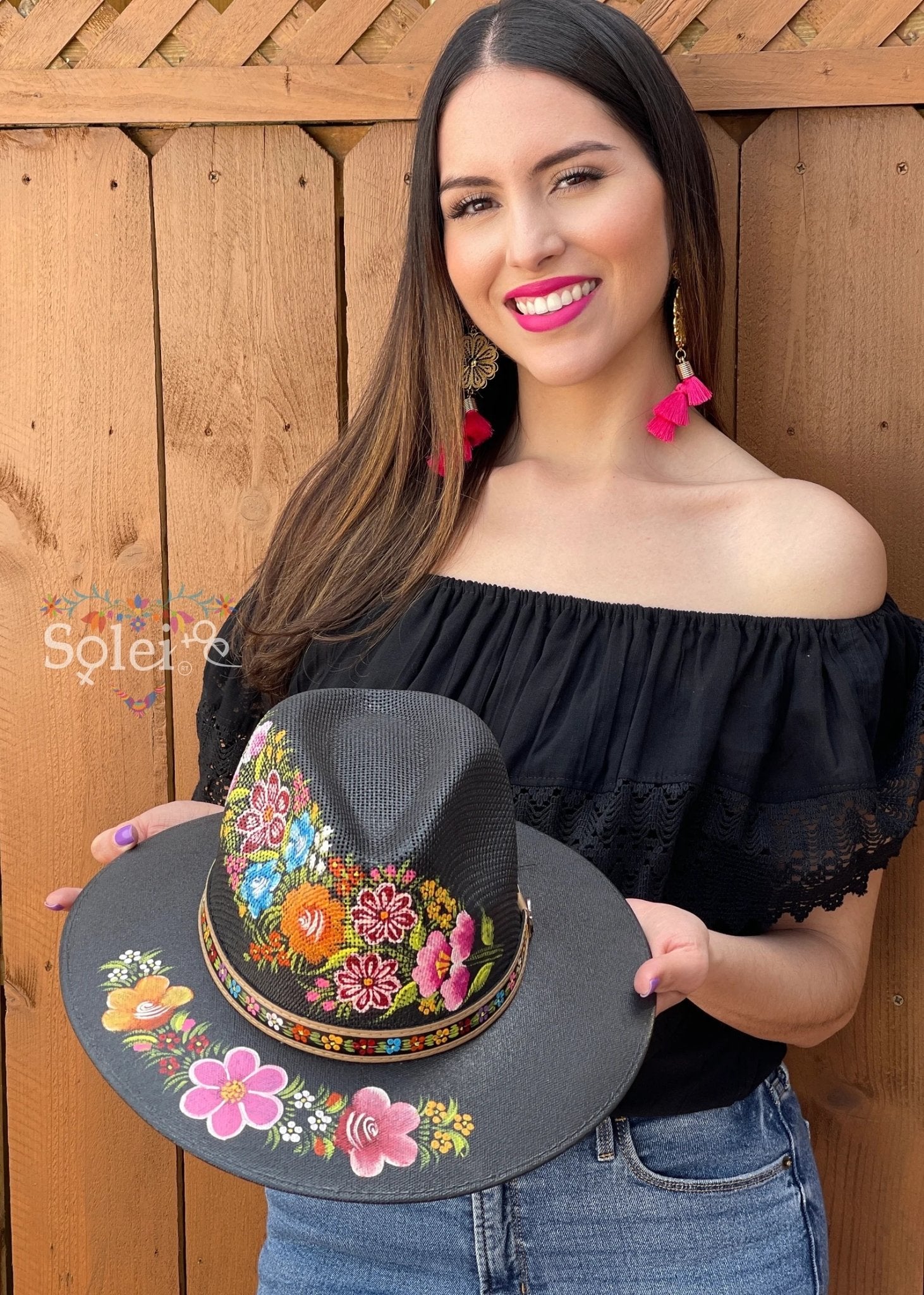 Mexican Artisanal Hand Painted Hat. Sombrero Carolina - Solei Store