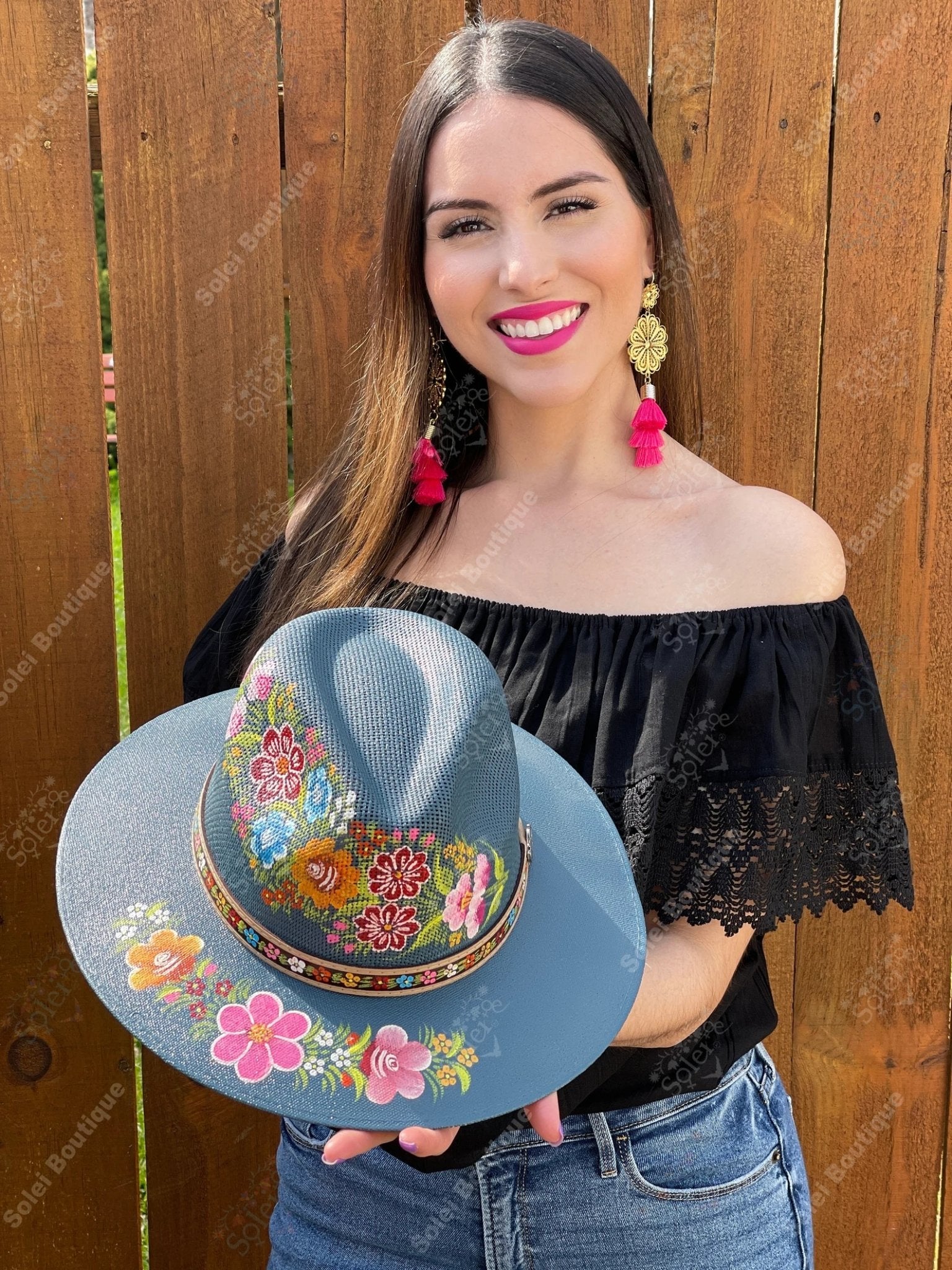 Mexican Artisanal Hand Painted Hat. Sombrero Carolina - Solei Store