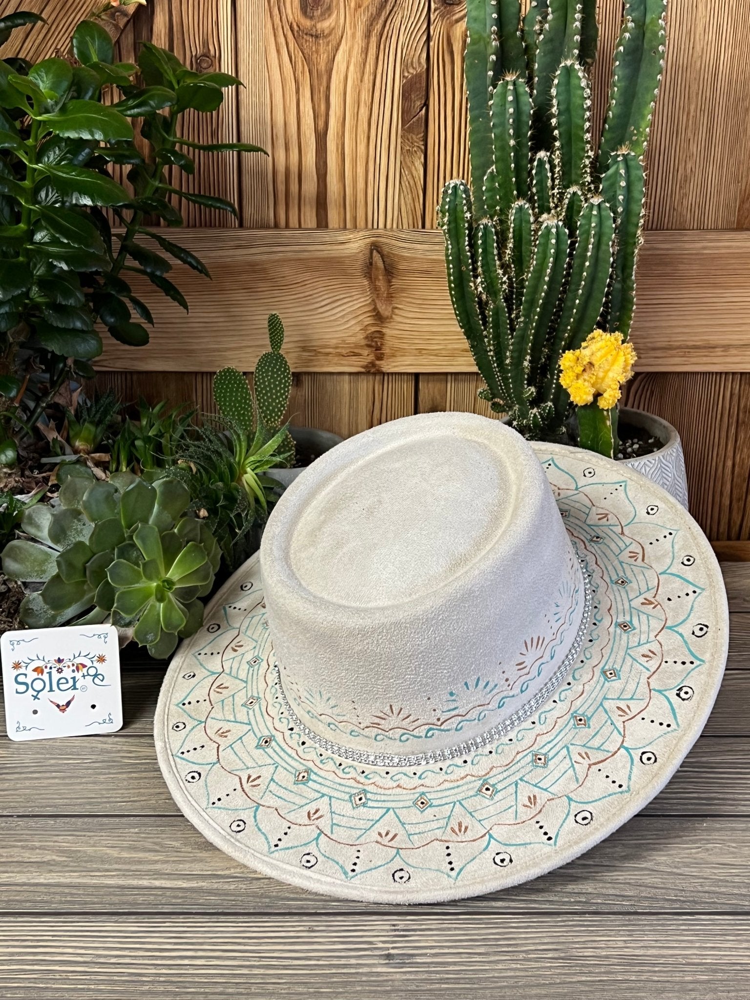 Mexican Artisanal Hand Painted Suede Hat. Sombrero Cordobes Elizabeth - Solei Store